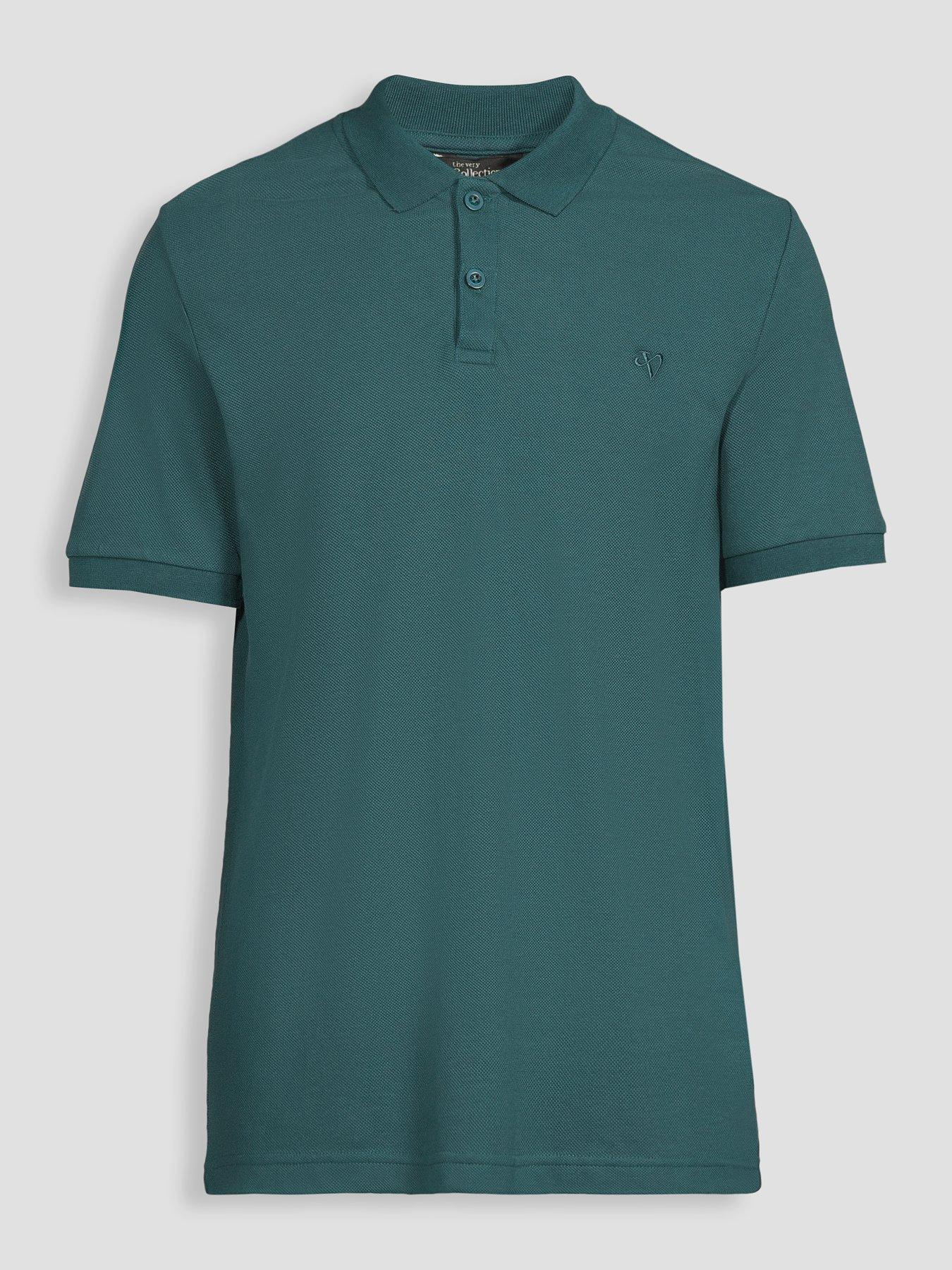 Image 7 of 7 of The Very Collection Short Sleeve Pique Polo Shirt - Teal Blue