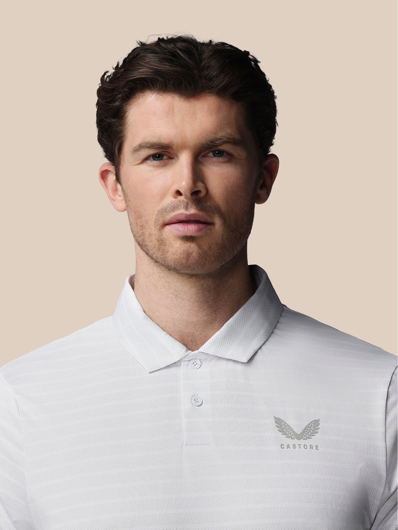 Image 4 of 7 of Castore Mens Striped Polo- White