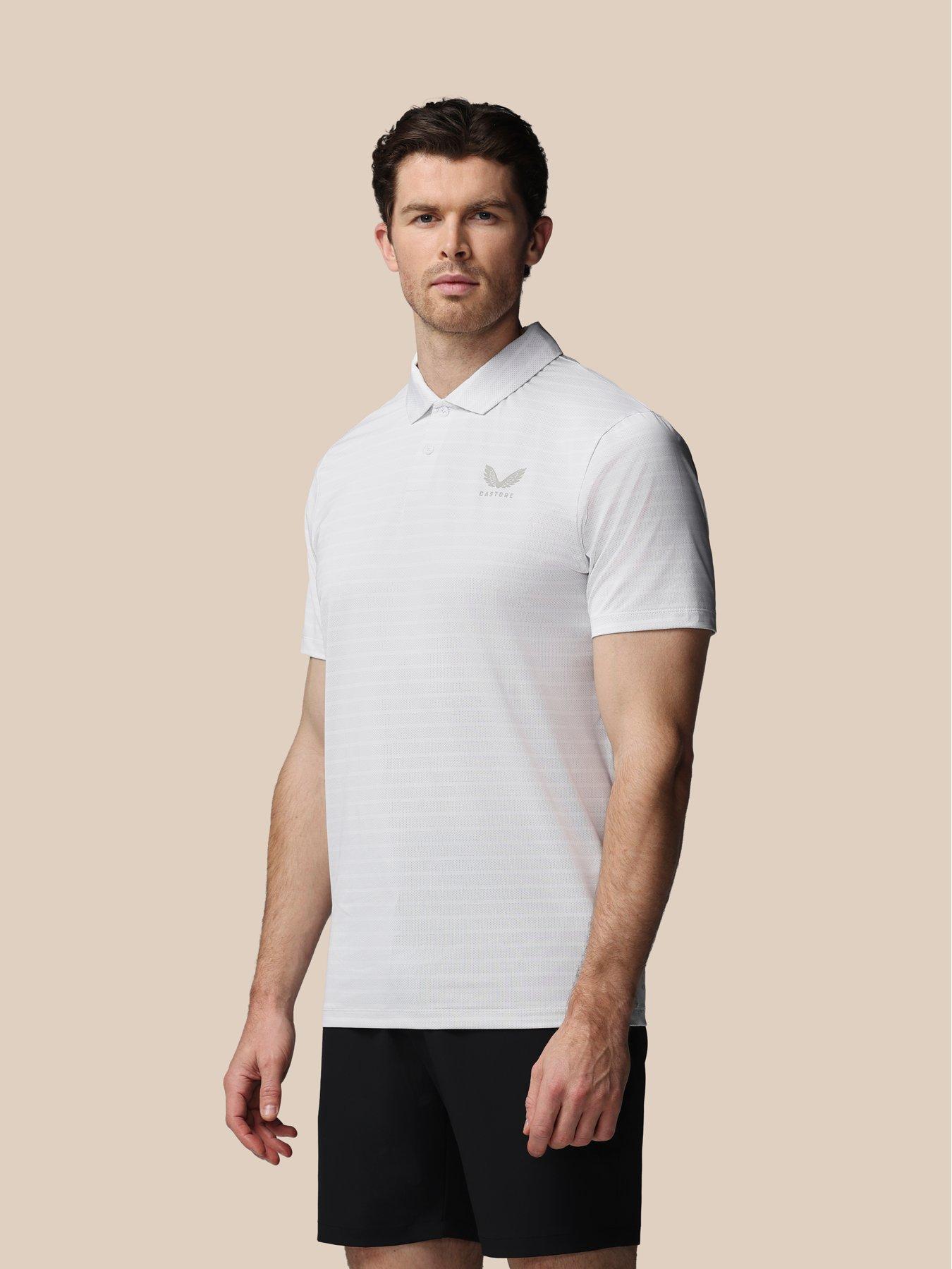 Image 5 of 7 of Castore Mens Striped Polo- White