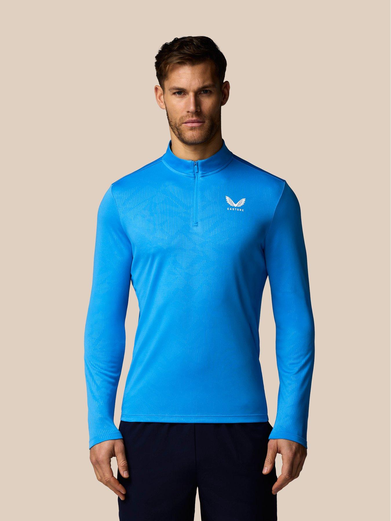 Castore Mens Training Printed 1/4 Zip Long Sleeve Top - Blue