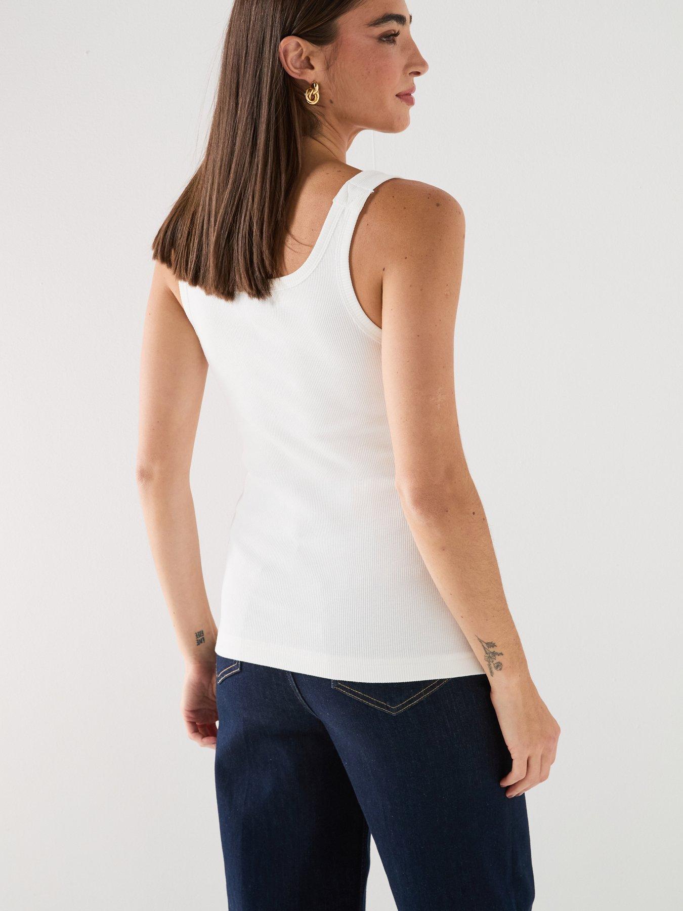 Image 2 of 6 of Versace Jeans Couture Buckle Strap Vest Top - Cream