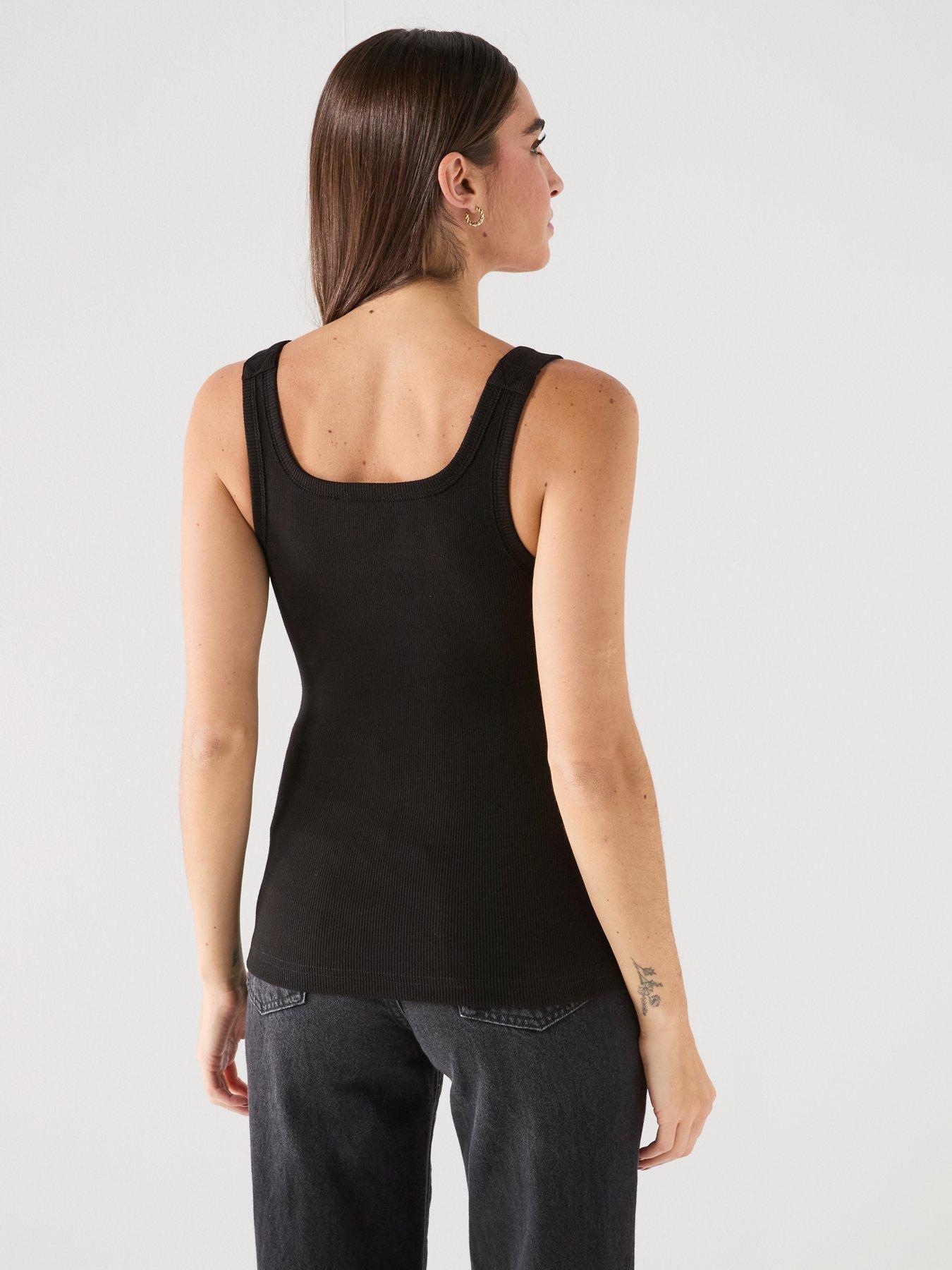 Image 2 of 4 of Versace Jeans Couture Buckle Strap Vest Top - Black