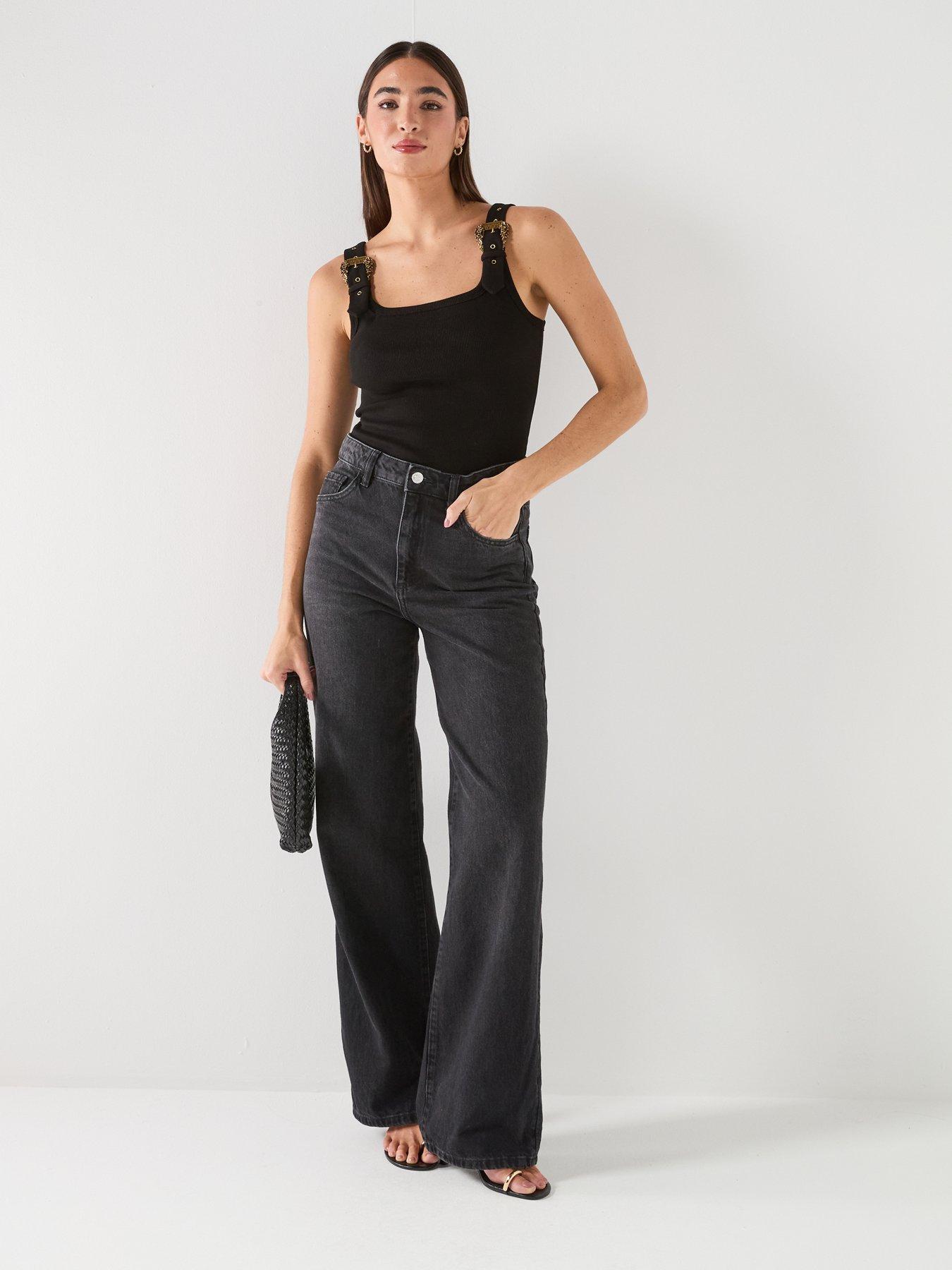 Image 3 of 4 of Versace Jeans Couture Buckle Strap Vest Top - Black