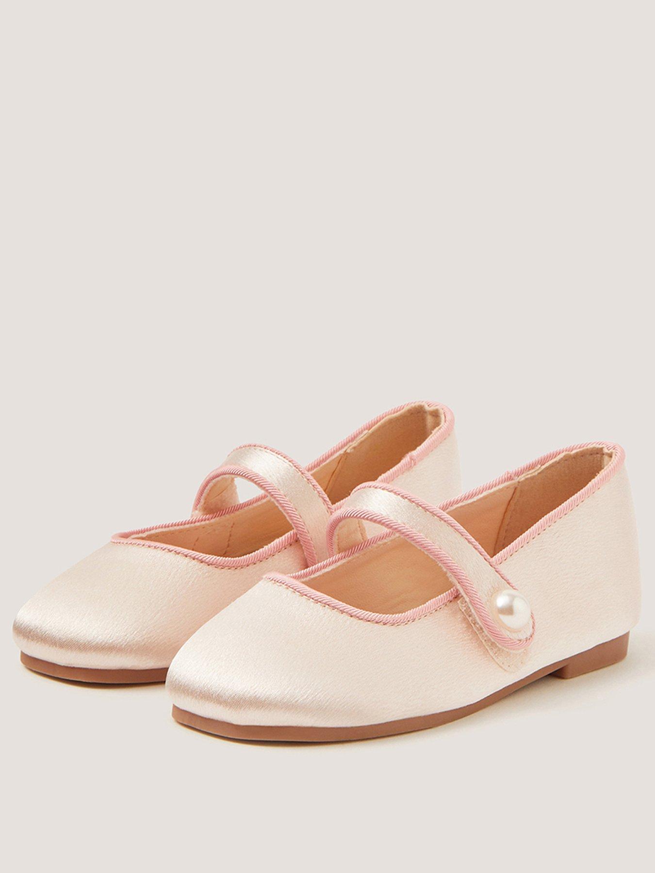 Image 2 of 3 of Monsoon Baby Girls Satin Pearl Walker Shoes - Light Cream
