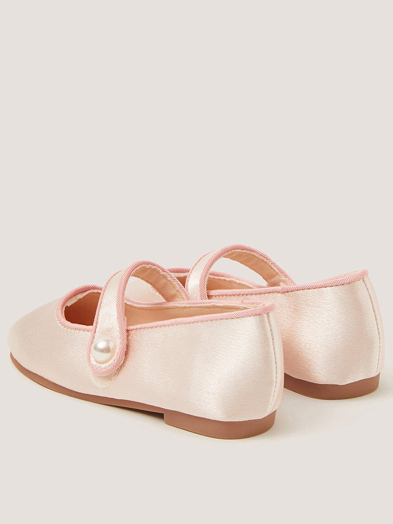 Image 3 of 3 of Monsoon Baby Girls Satin Pearl Walker Shoes - Light Cream
