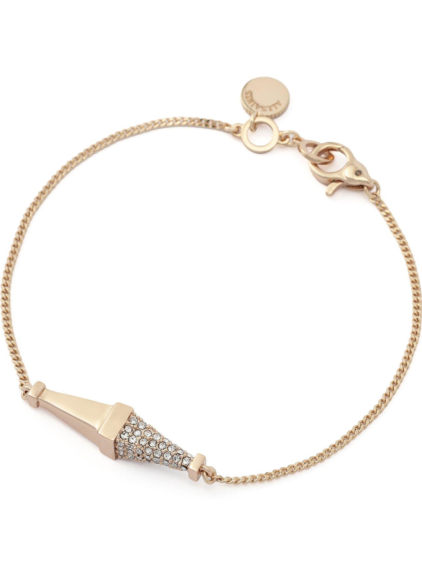 AllSaints Pave Double Spike Linear Bracelet - Gold