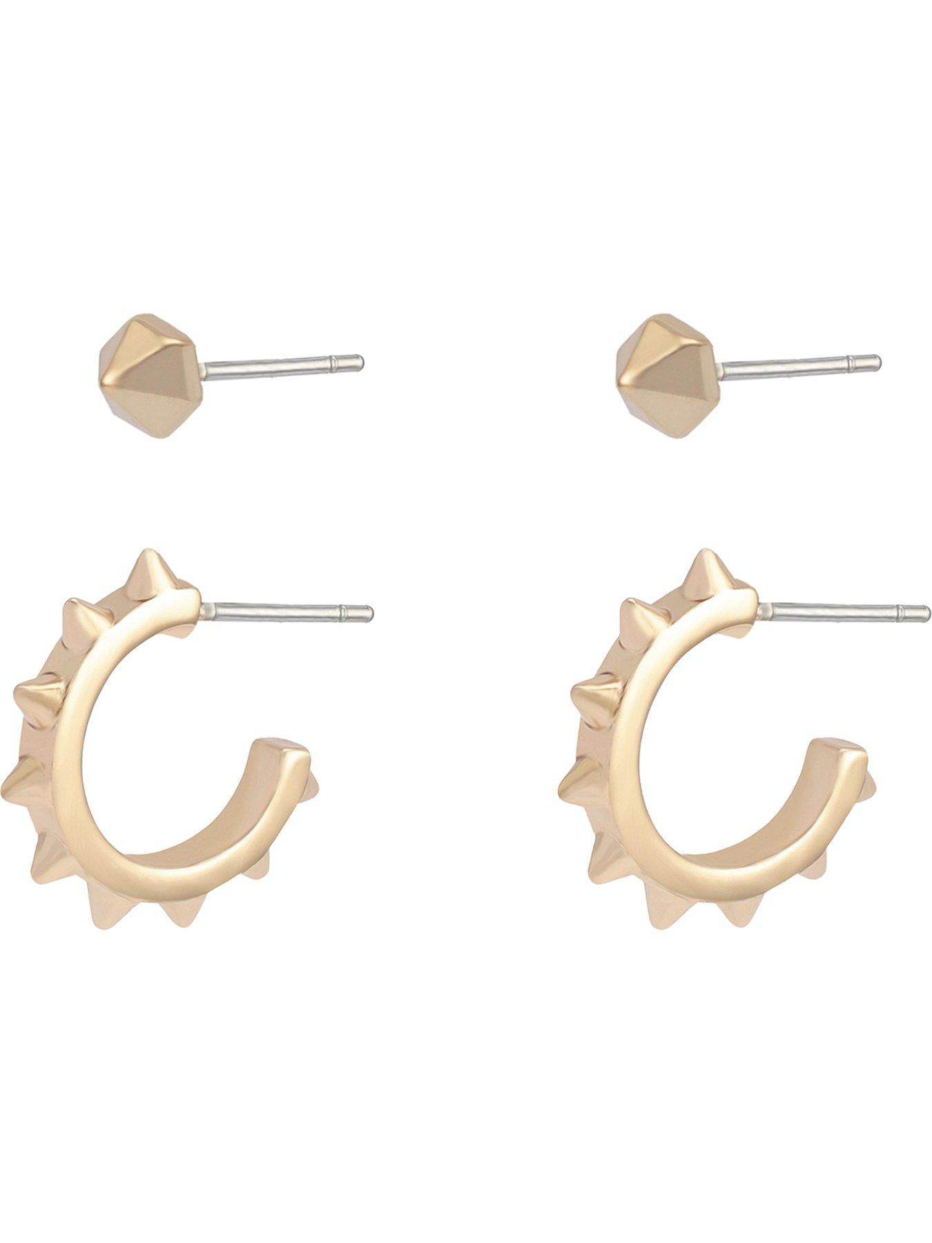 AllSaints Spike Stud Huggie Earrings Set - Gold