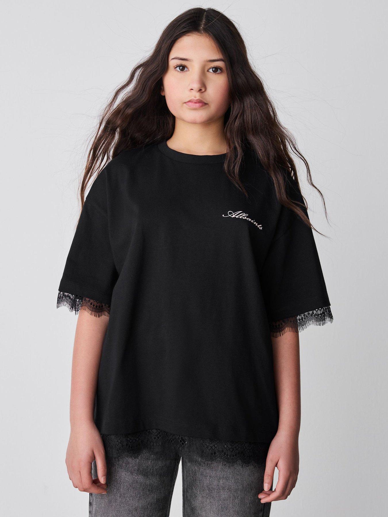 smALLSAINTS Girls Lace Logo T-Shirt - Black