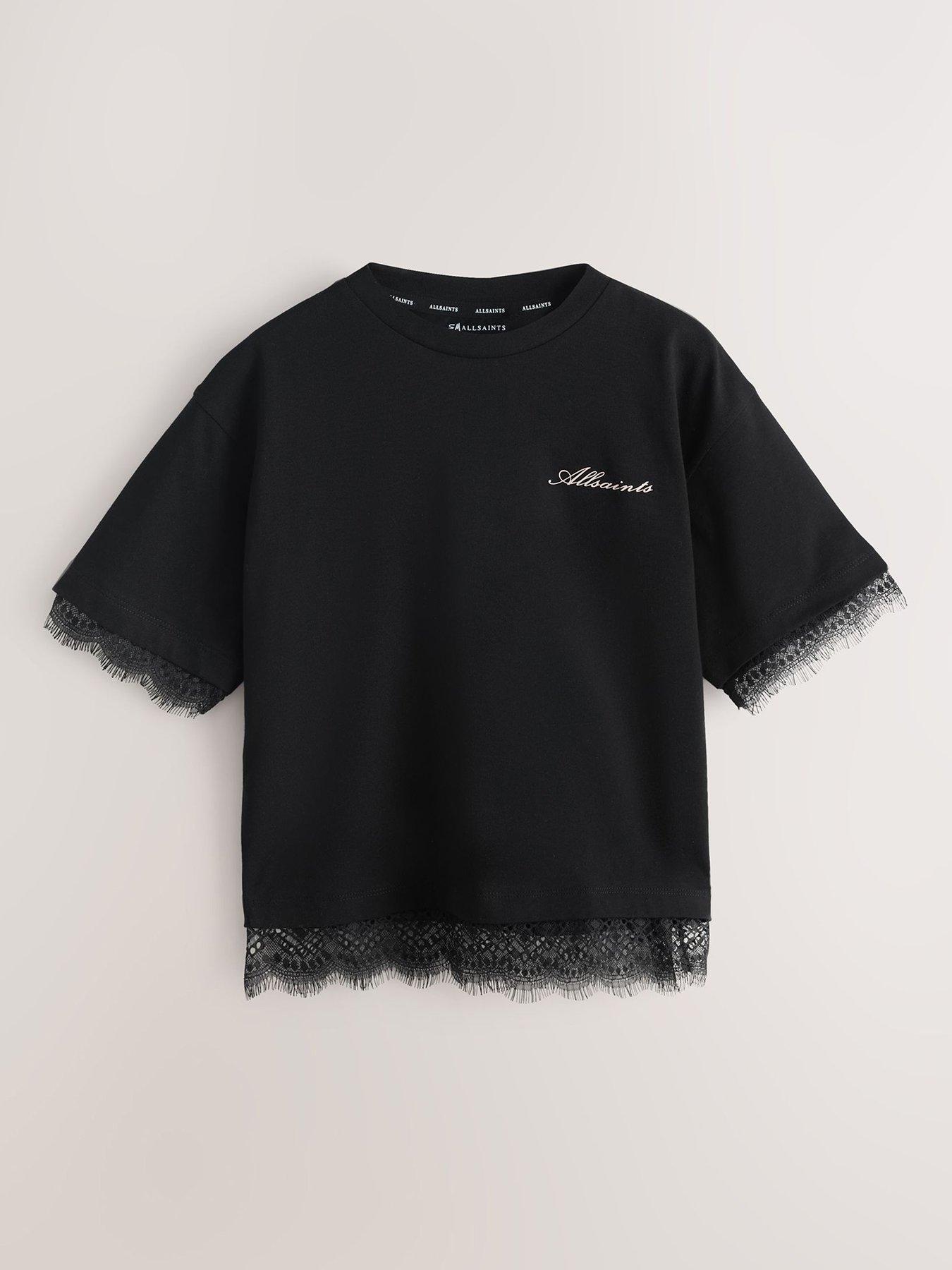 smALLSAINTS Girls Lace Logo T-Shirt - Black