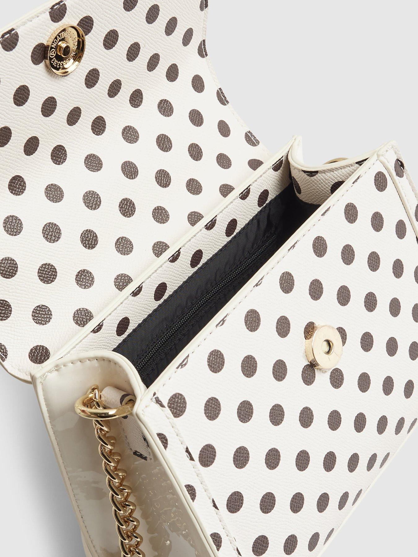 Image 4 of 6 of River Island Polka Dot Mini Charm Tote Bag - Beige