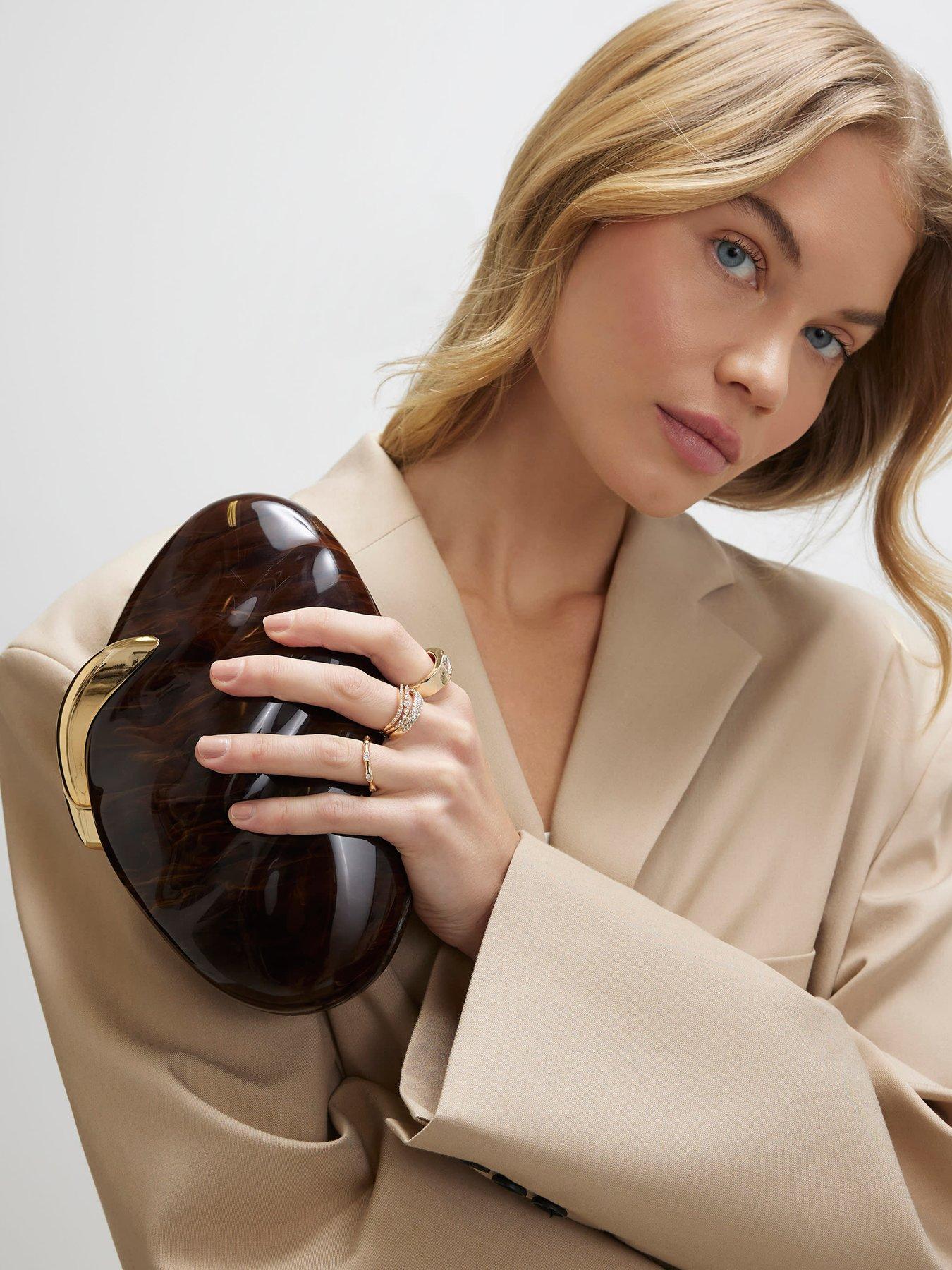 River Island Marble Pebble Box Clutch Bag - Brown