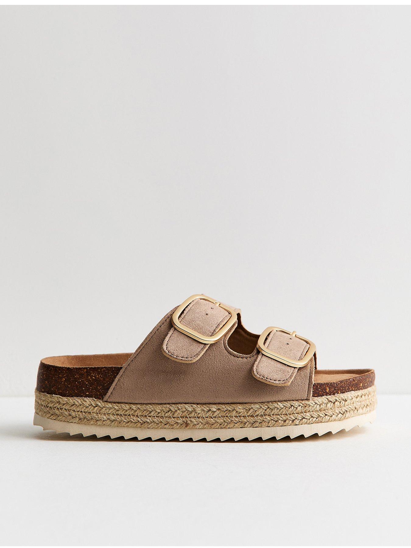 New Look Jute Sole Double Strap Mule Sandals - Light Brown