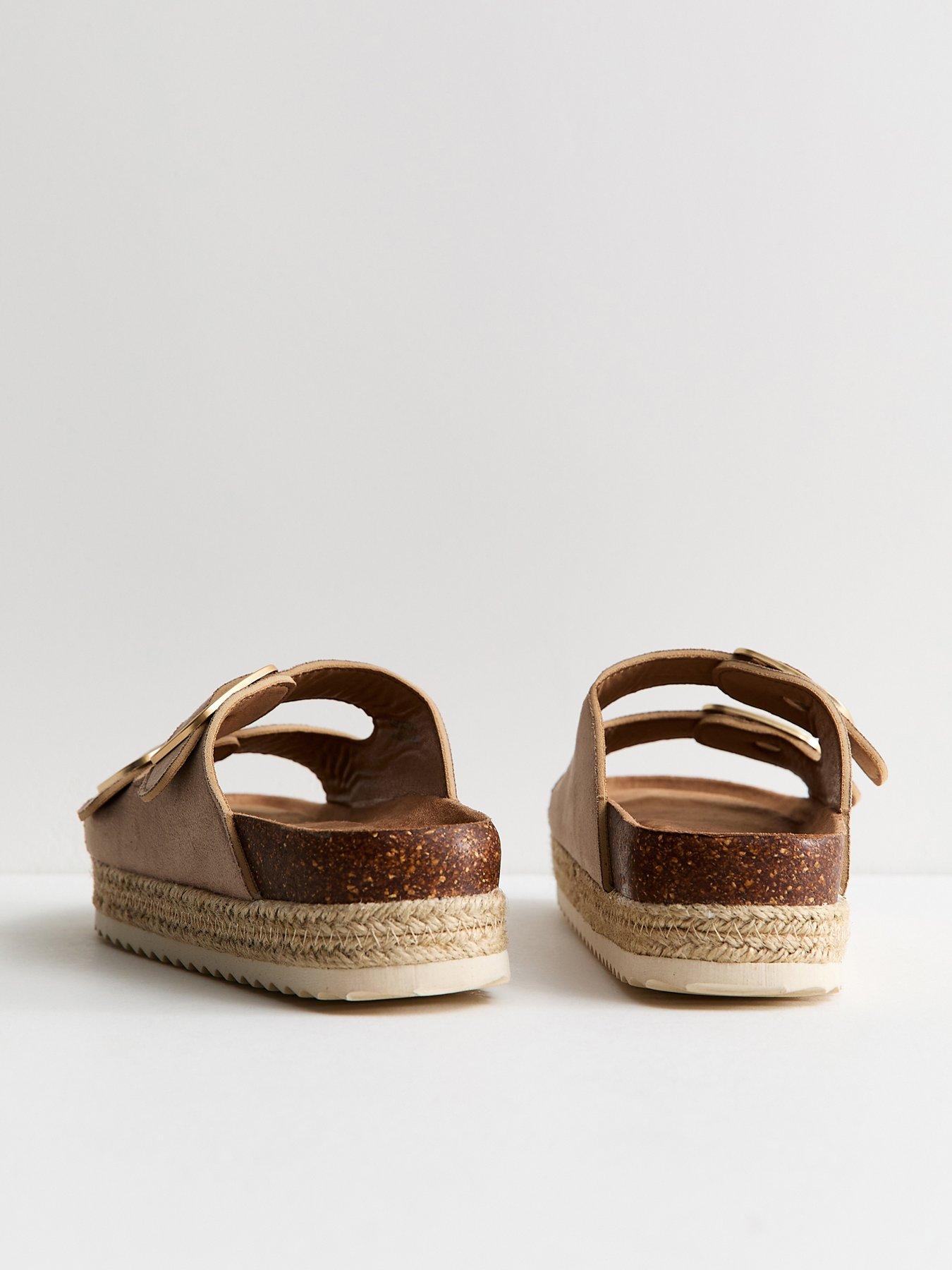 Image 3 of 6 of New Look Jute Sole Double Strap Mule Sandals - Light Brown