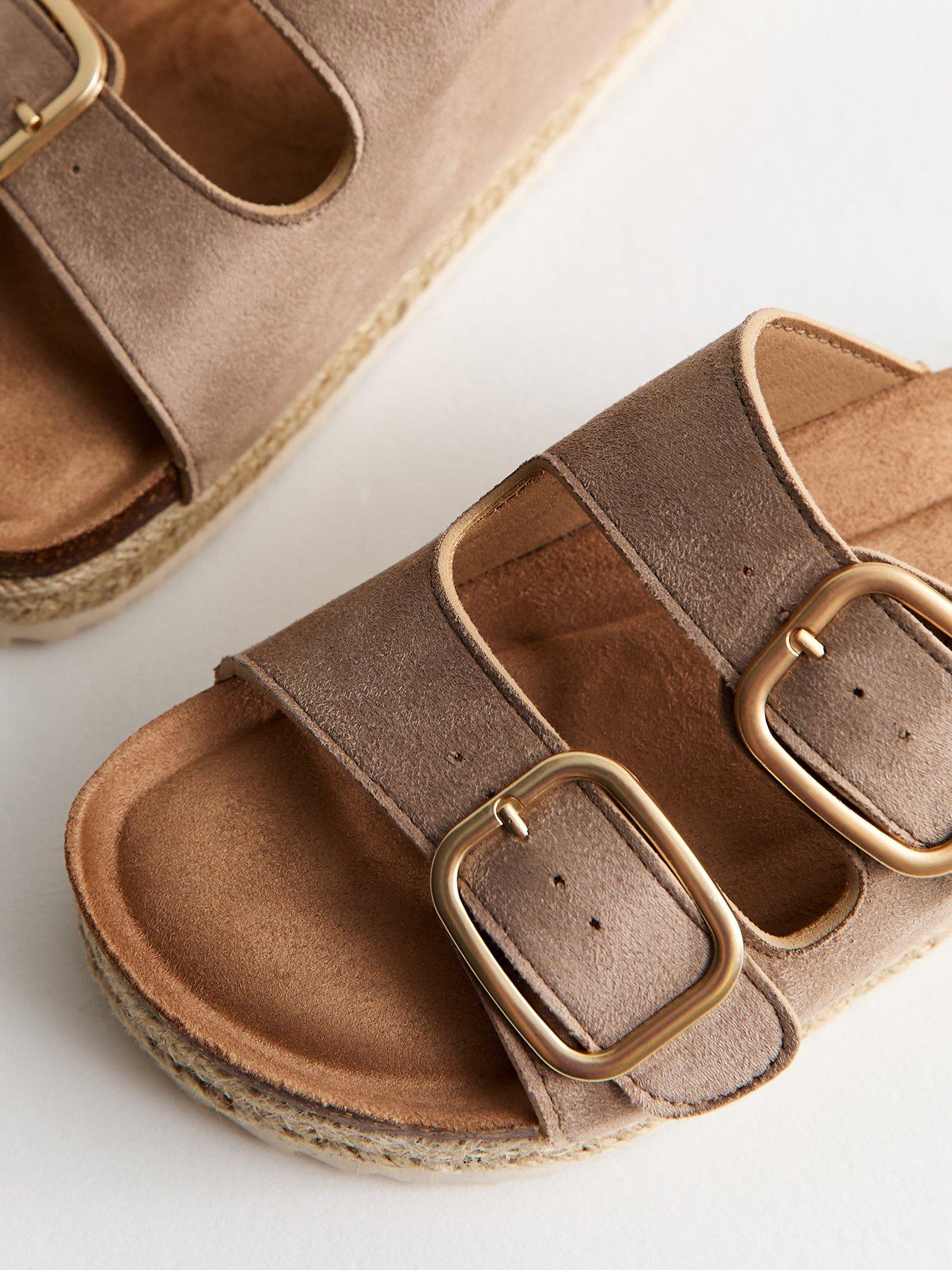 Image 5 of 6 of New Look Jute Sole Double Strap Mule Sandals - Light Brown