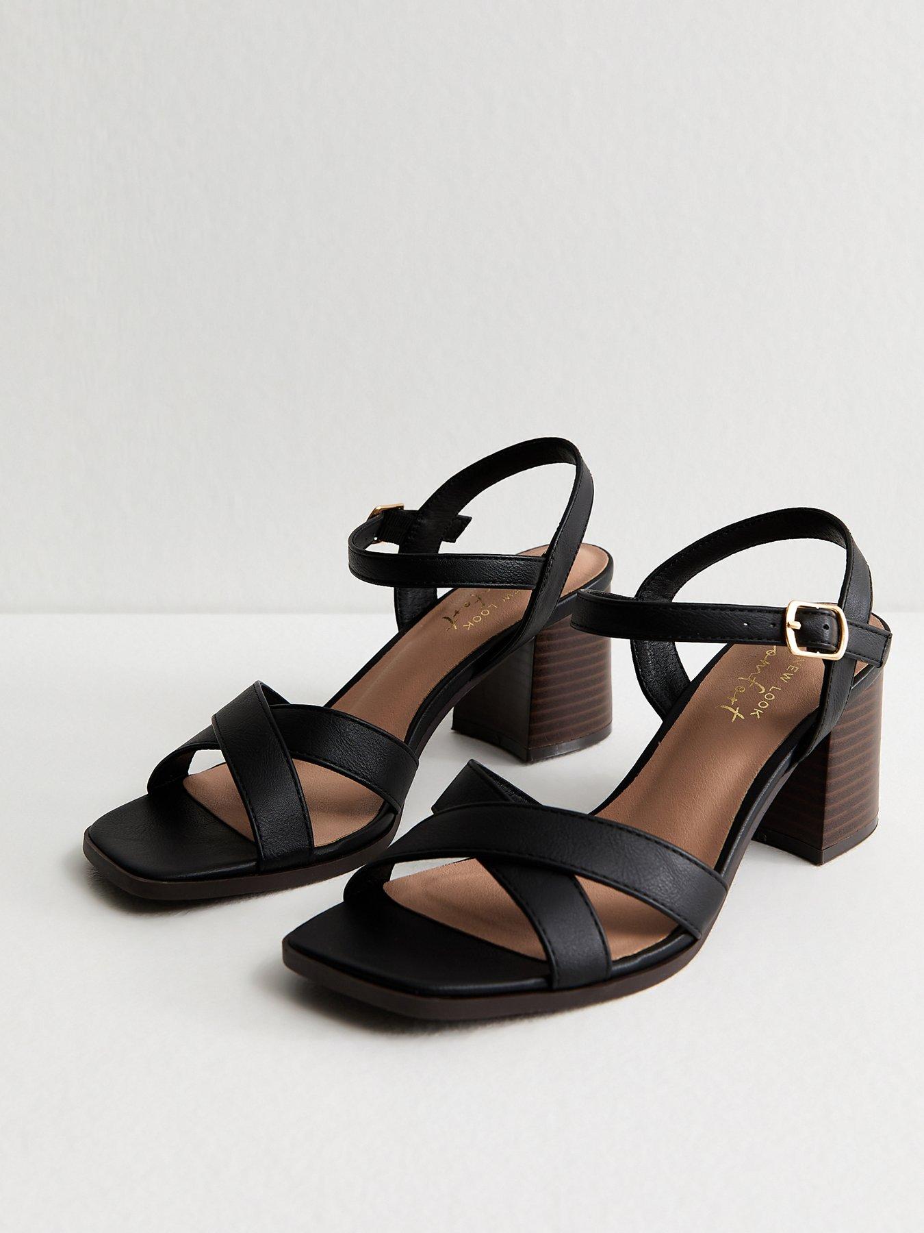 New Look Faux Leather Block Heel Sandals - Black | Very
