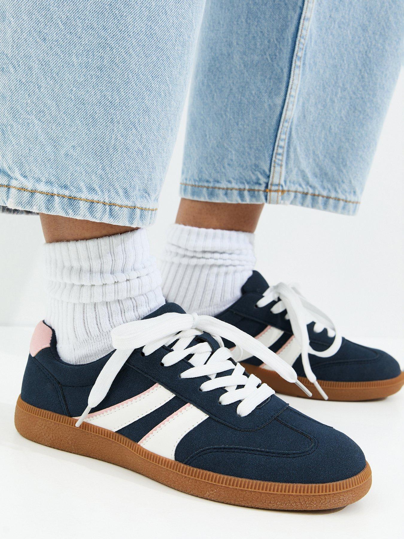 New Look Navy Faux Suede Side Stripe Trainers