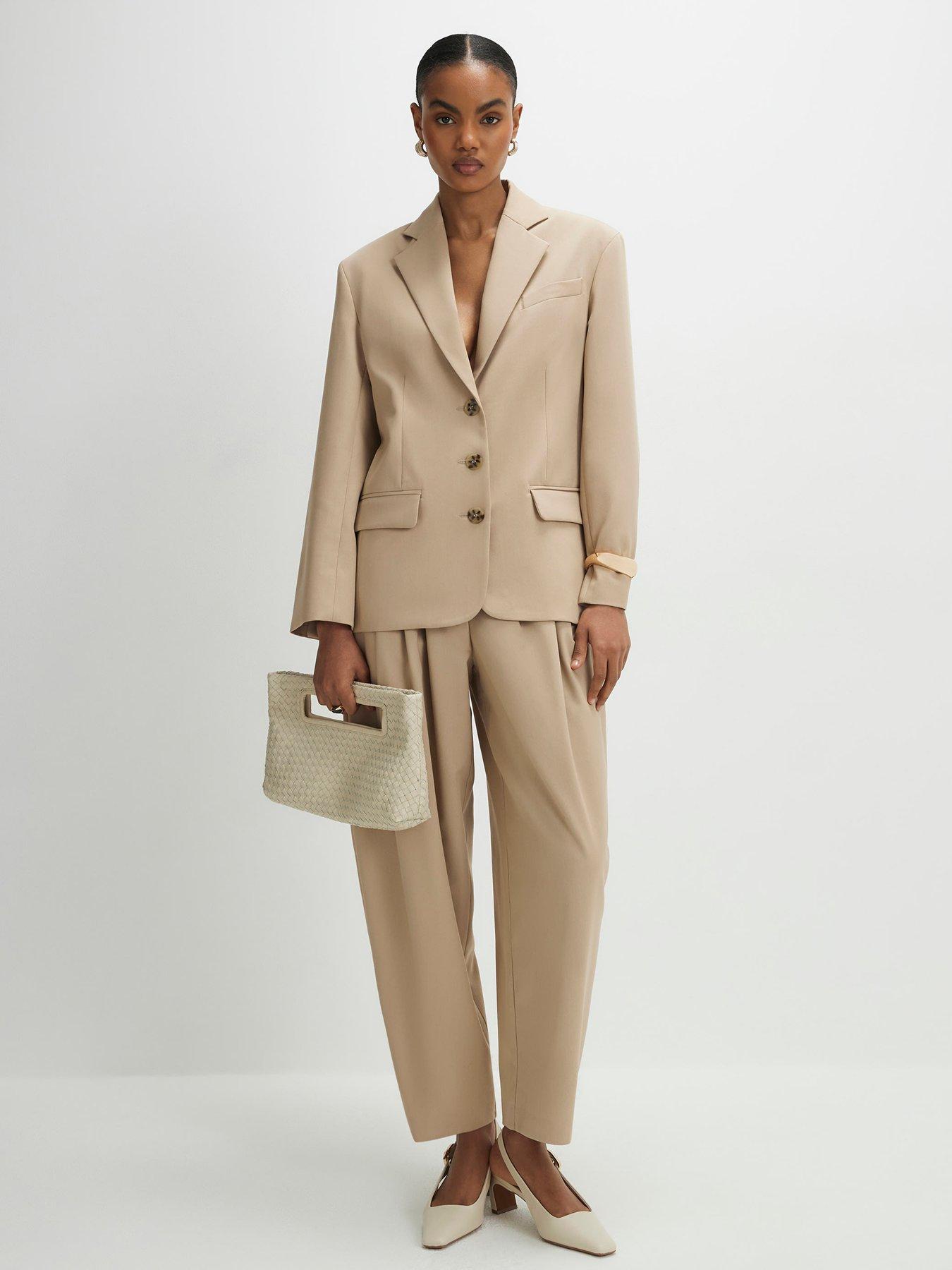 Image 3 of 5 of River Island Long Sleeve Oversized Blazer - Beige
