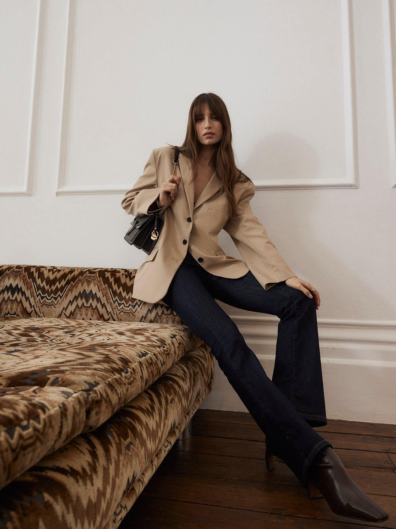 Image 5 of 5 of River Island Long Sleeve Oversized Blazer - Beige