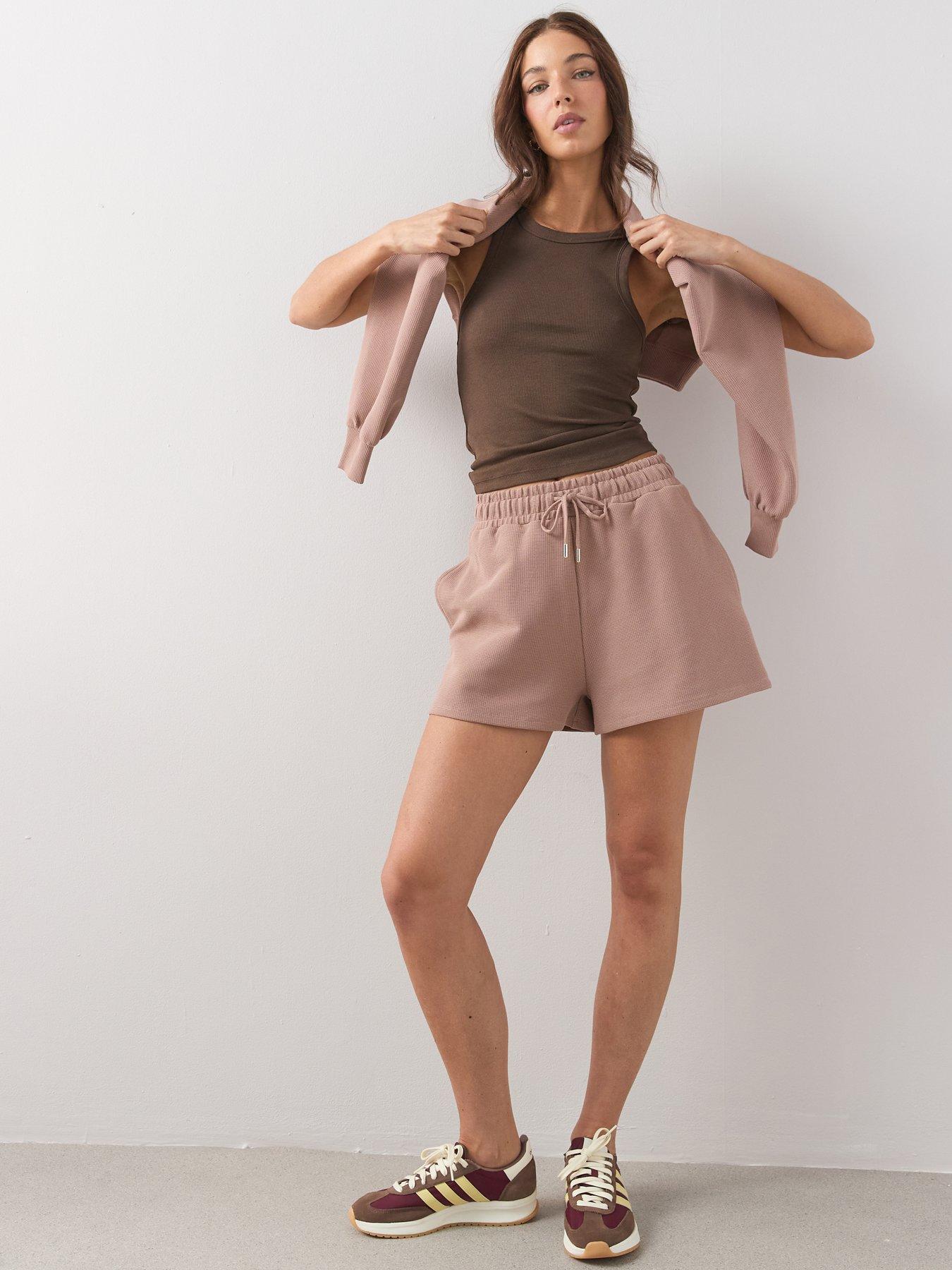 Image 3 of 6 of The Very Collection Waffle Jog Shorts Co-Ord - Pink