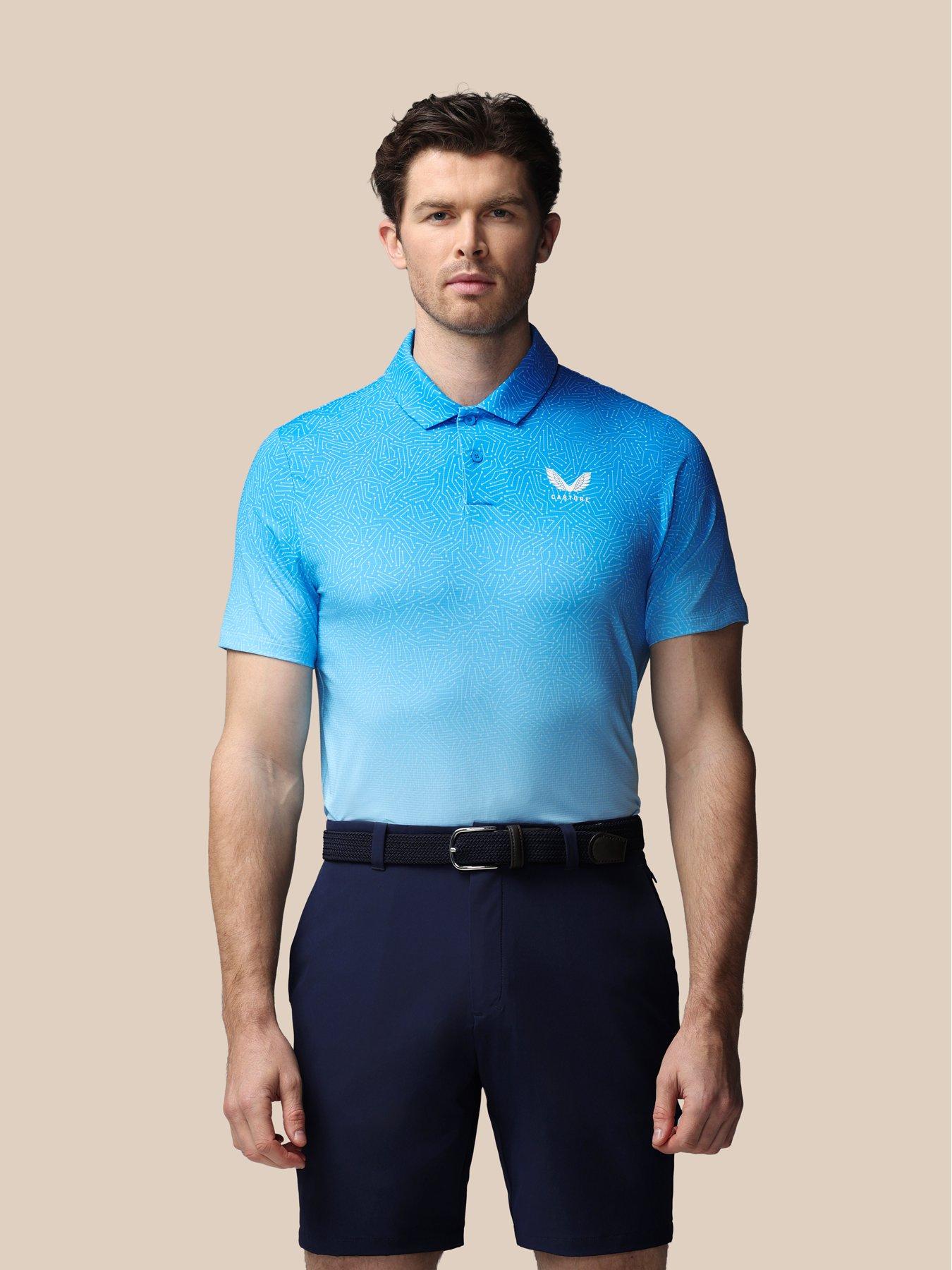 Castore Mens Golf Map Printed Polo - Blue