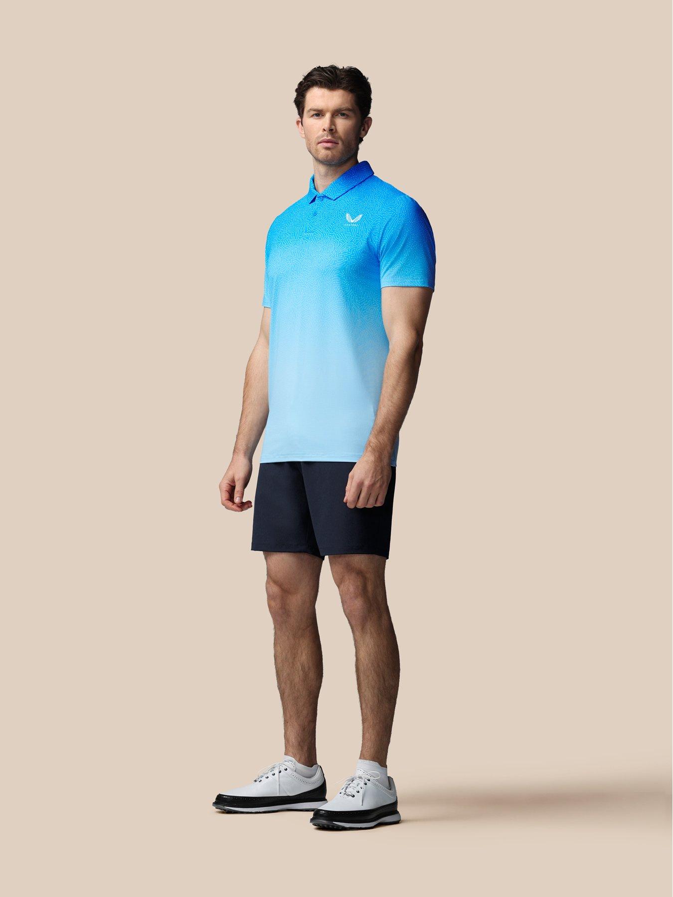 Image 3 of 6 of Castore Mens Golf Map Printed Polo- Ibiza Polo - Blue