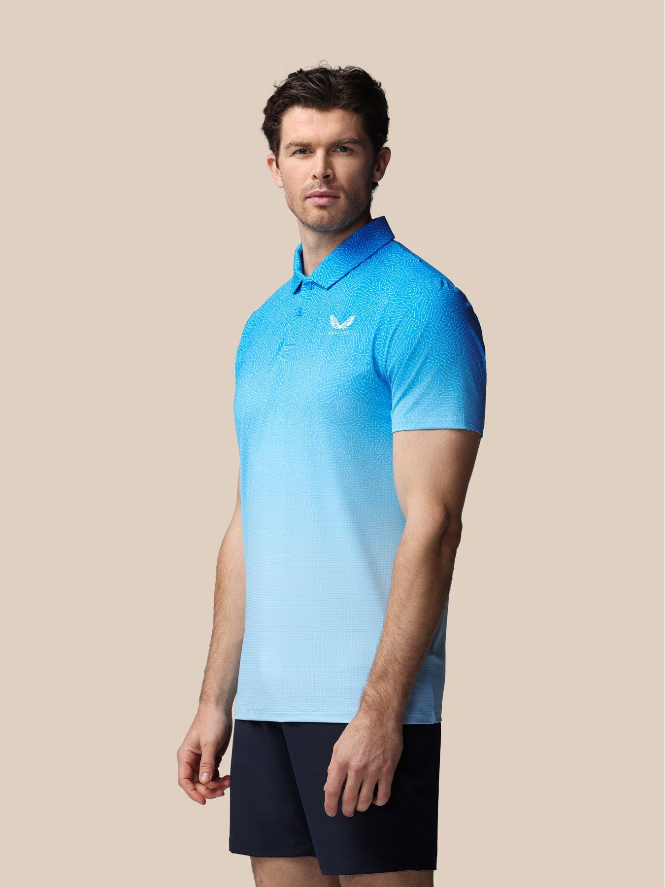 Image 4 of 6 of Castore Mens Golf Map Printed Polo- Ibiza Polo - Blue