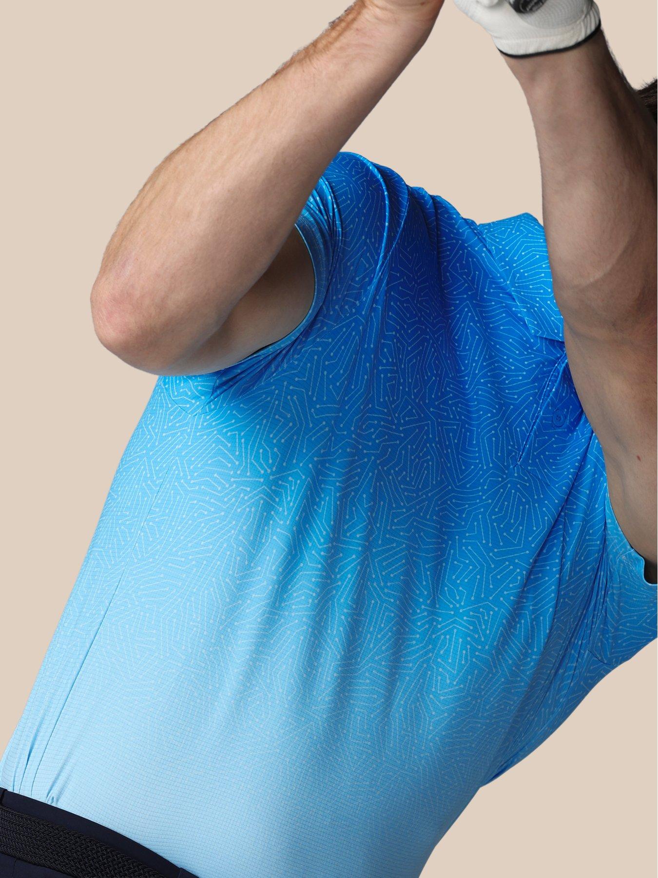 Image 6 of 6 of Castore Mens Golf Map Printed Polo- Ibiza Polo - Blue