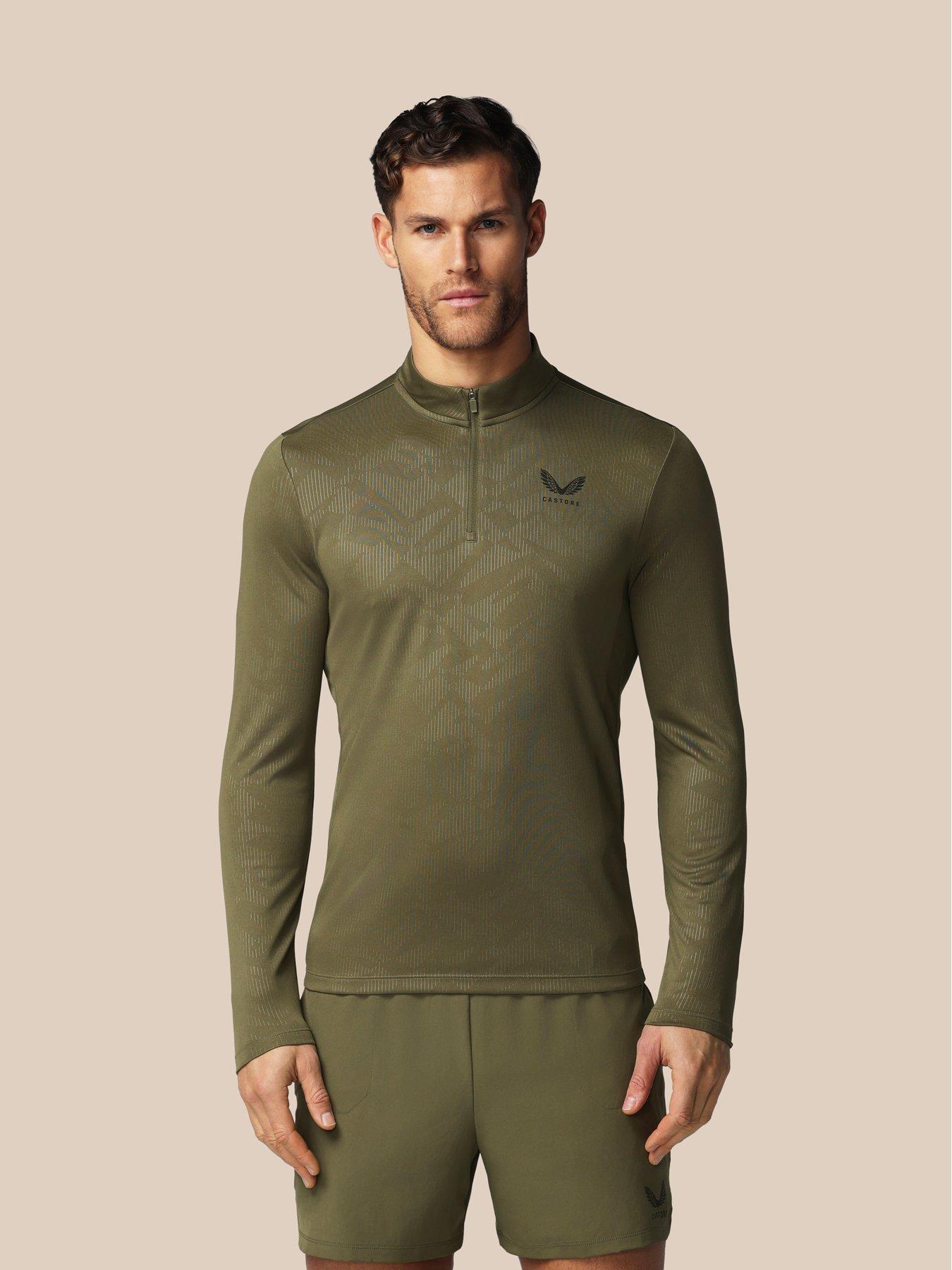 Castore Mens Training Printed 1/4 Zip Long Sleeve Top - Green