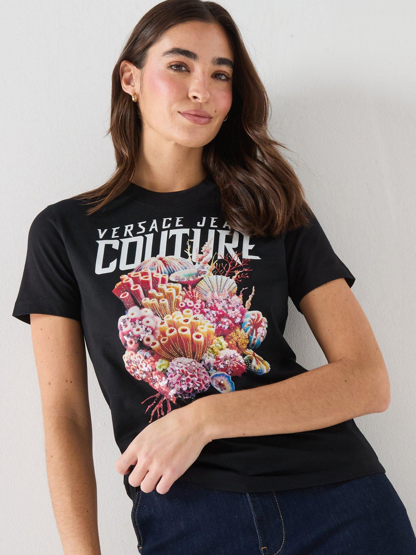 Versace Jeans Couture 80dp613 R Sea Life Strass T-shirt