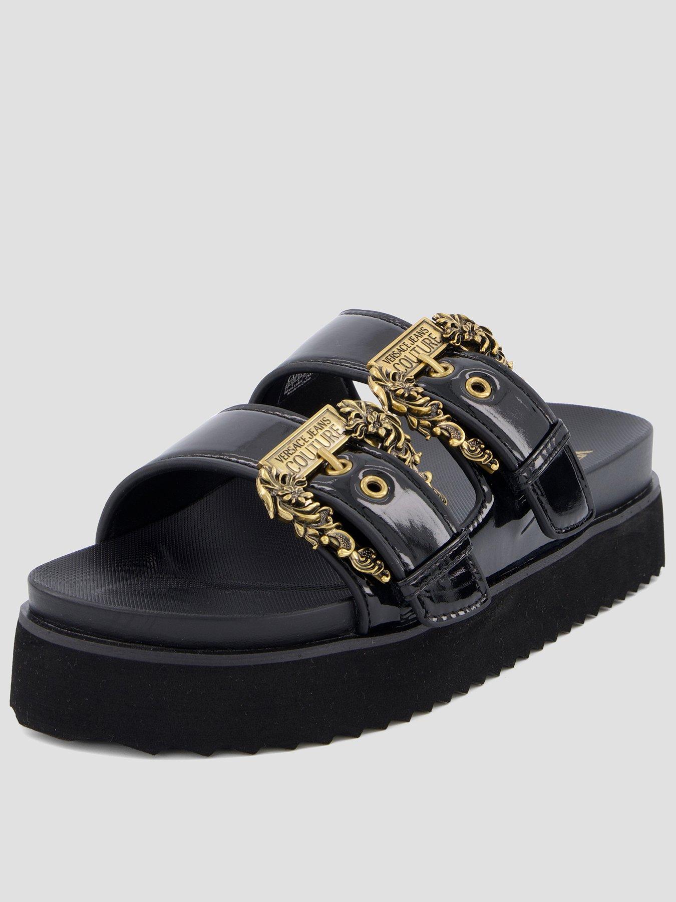 Image 1 of 8 of Versace Jeans Couture Double Bucket Platform Sandal - Black