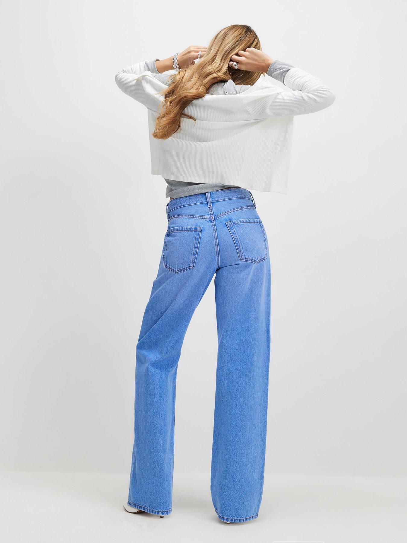 Image 2 of 4 of River Island Cosmo Buzzy Relaxed Straight Leg Jeans - Blue