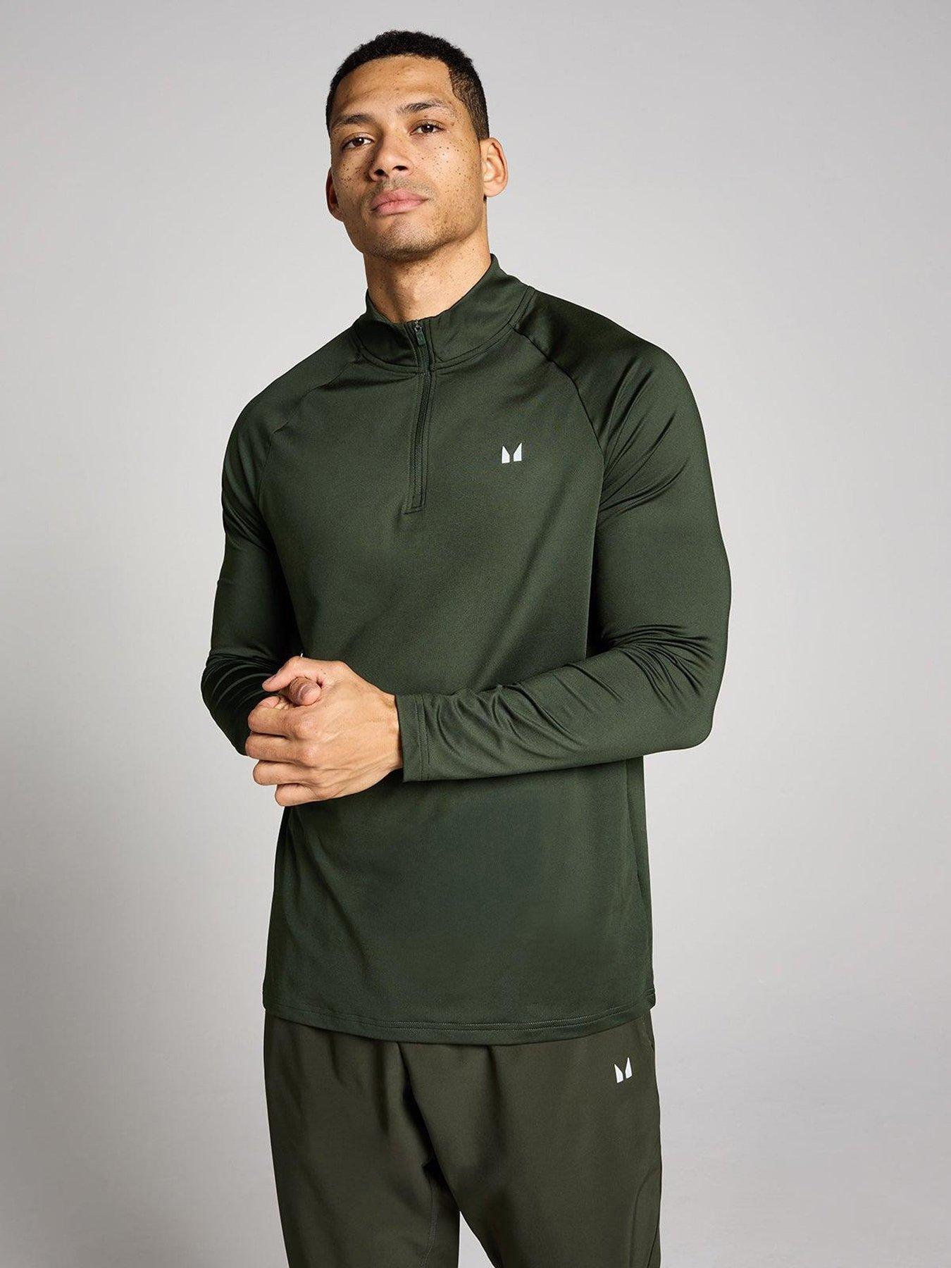 MyProtein Mens Training Essentials Training 1/4 Zip Top, Green, Size S, Men
