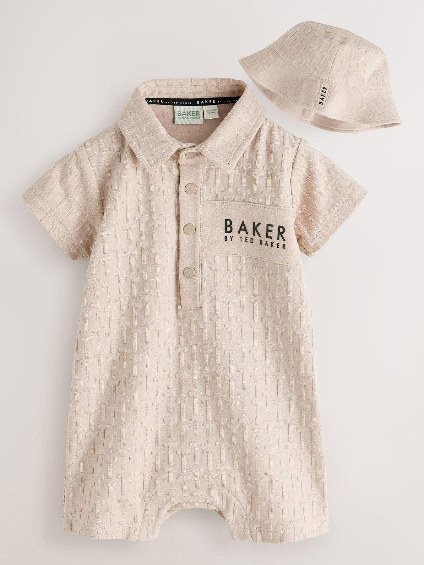 Ted Baker Baby Boys Logo Romper Hat Set - Beige