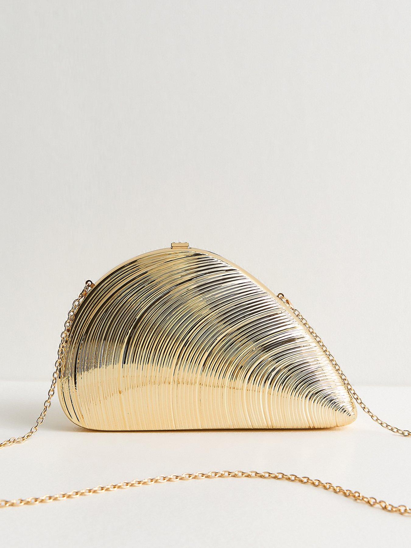 New Look Clam Shell Box Clutch Bag - Gold
