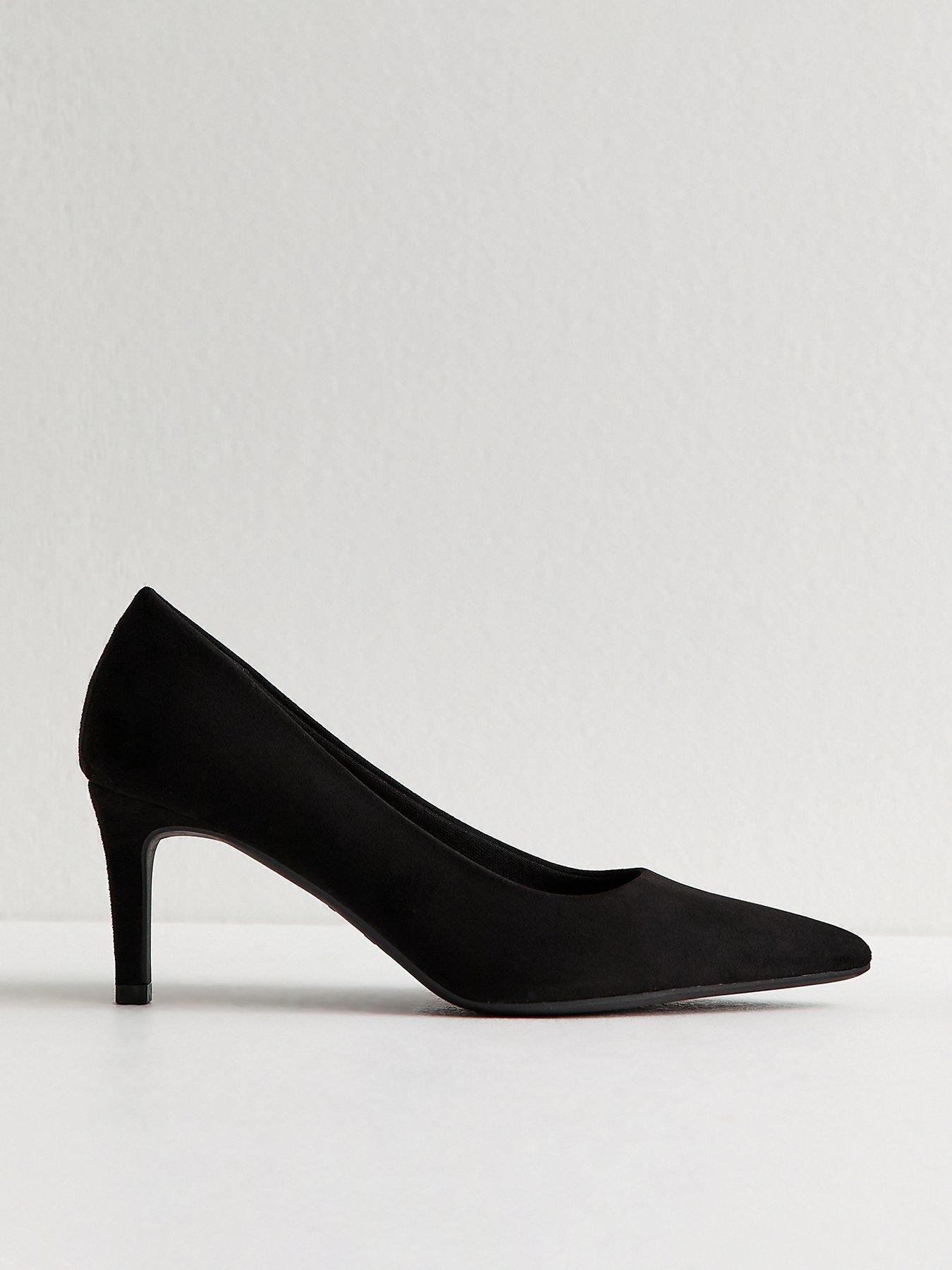 New Look Faux Suede Mid Stiletto Heel Court Shoes - Black
