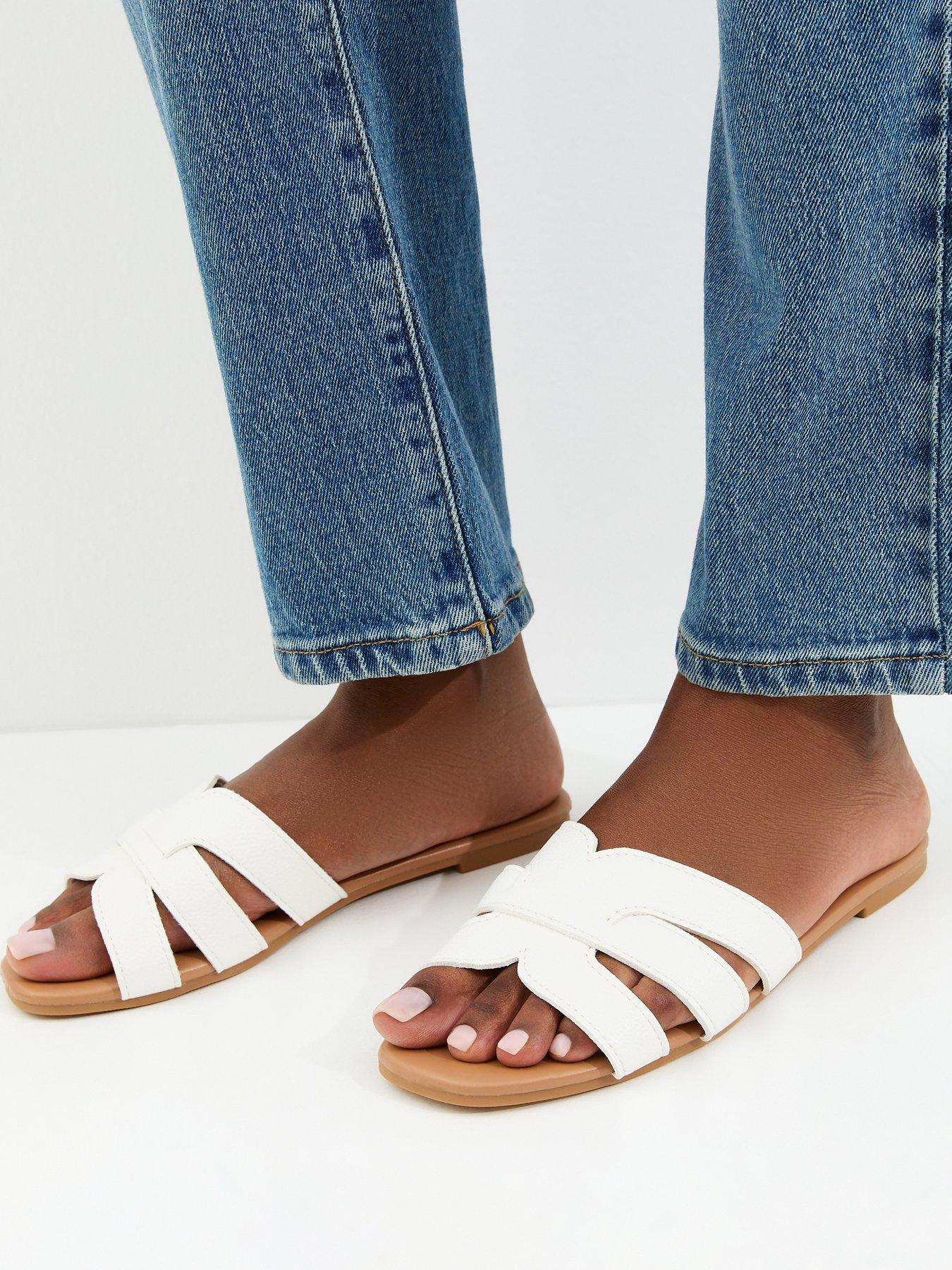 Image 2 of 5 of New Look Faux Leather Interwoven Strap Flat Mule Sandals - White