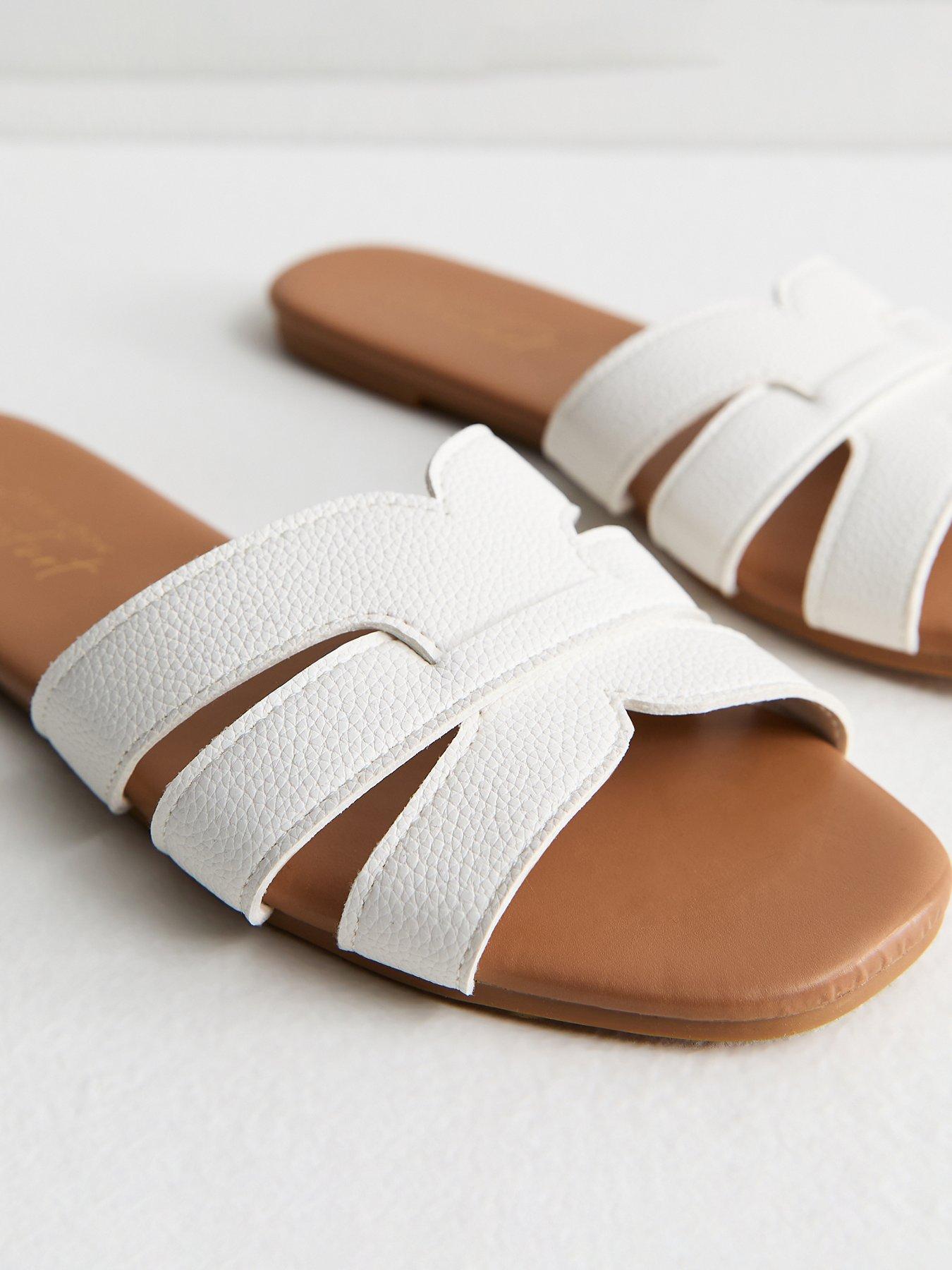 Image 5 of 5 of New Look Faux Leather Interwoven Strap Flat Mule Sandals - White