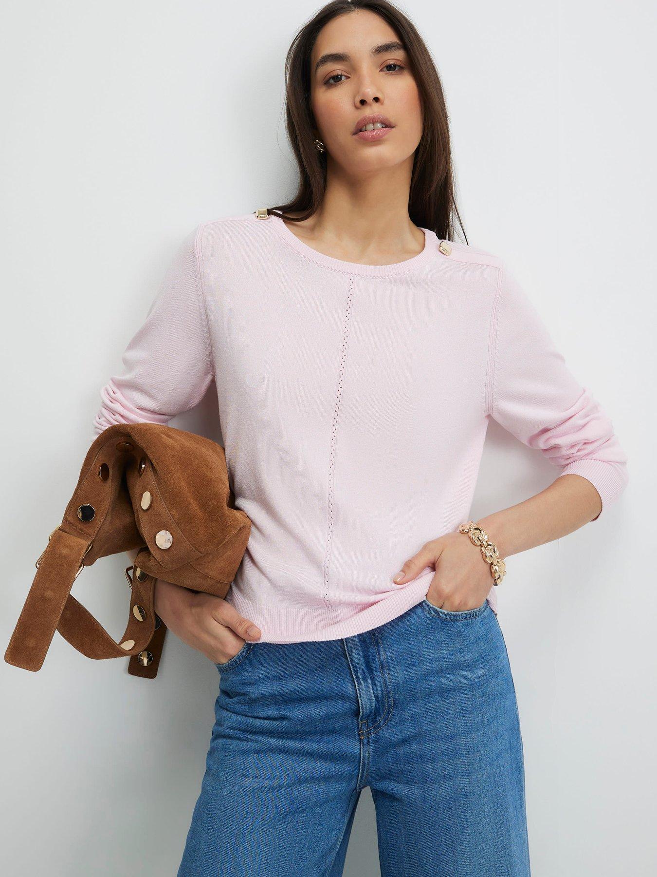 River Island Long Sleeve Knitted Top - Pink