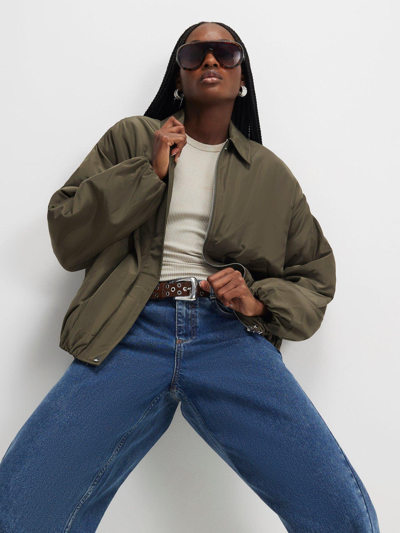 River Island Technical Bubble Hem Jacket - Green