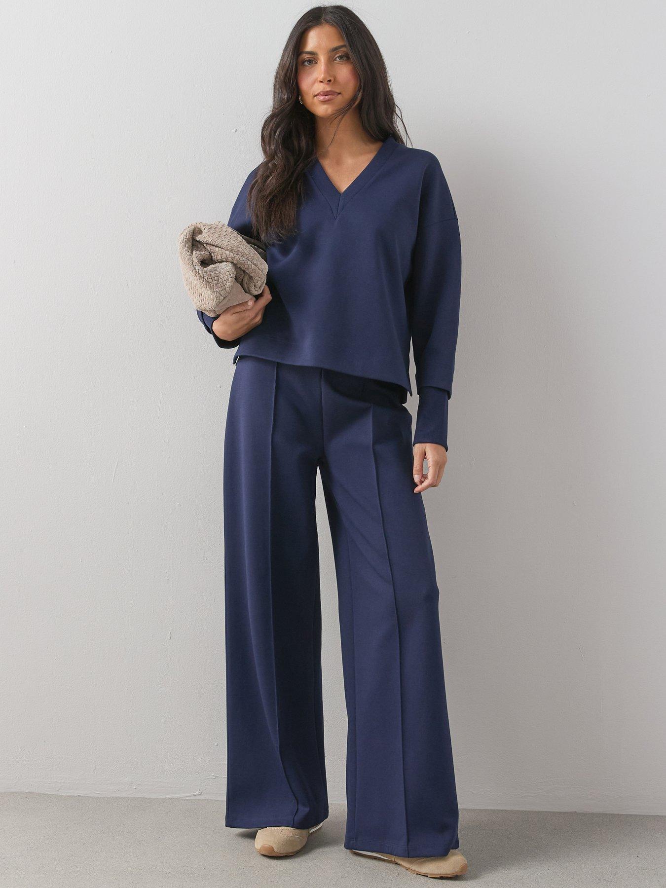 The Very Collection Soft Touch Pintuck Wide Leg Trouser Co-ord - Blue