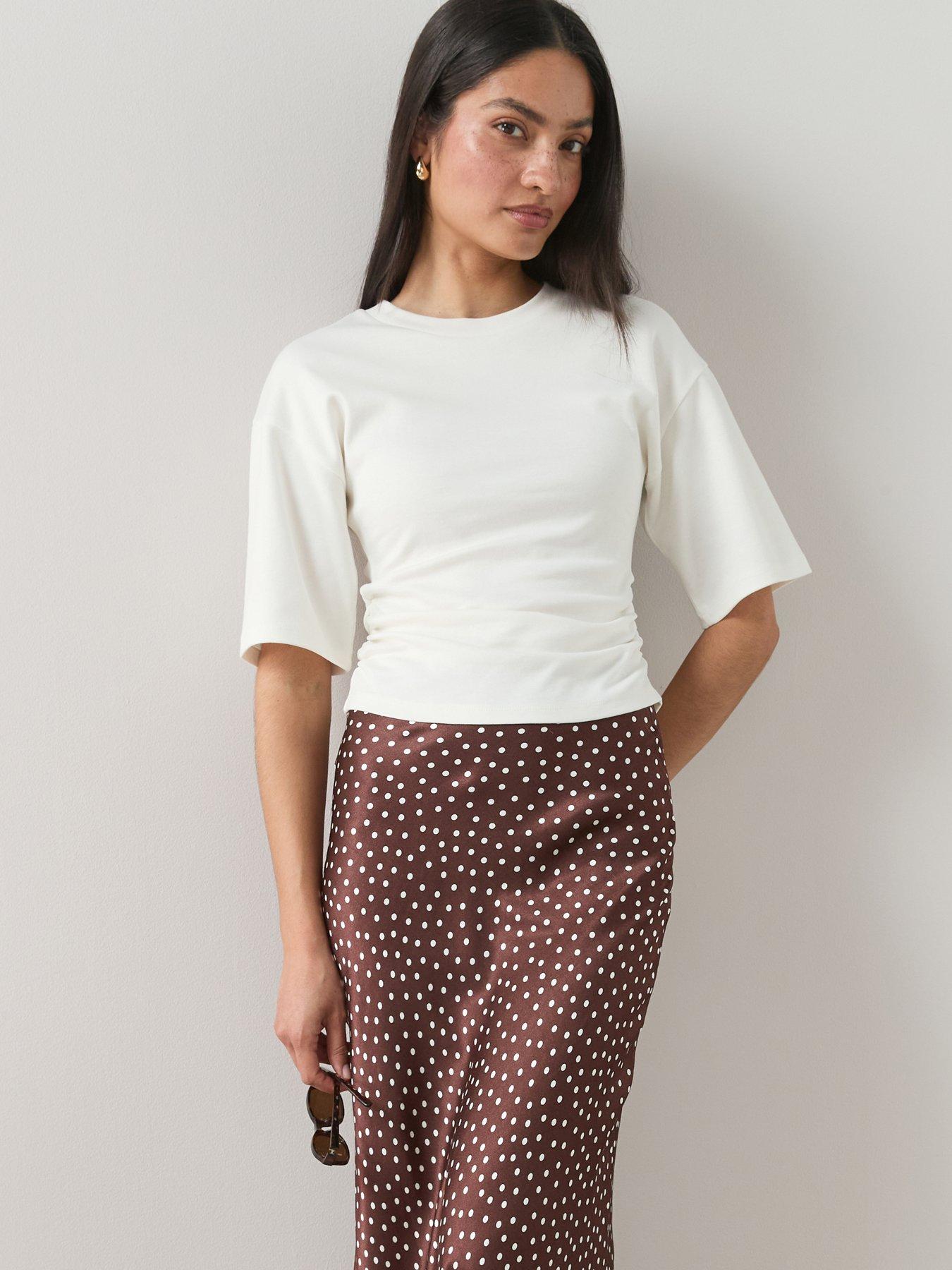 The Very Collection Ruched Waist T-Shirt - Cream