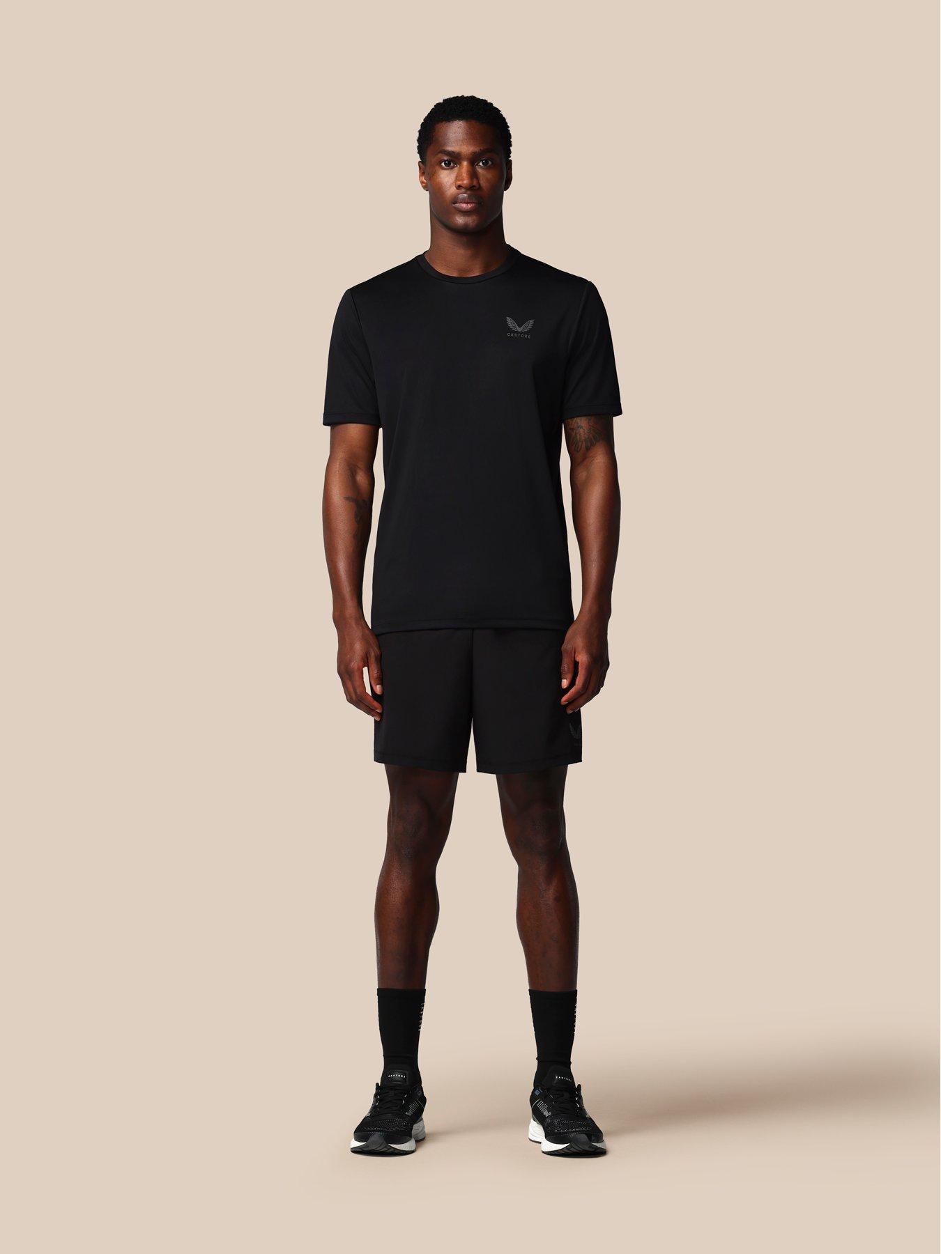 Image 3 of 7 of Castore Mens Training 7 Inch Branded Elastic Shorts - Black