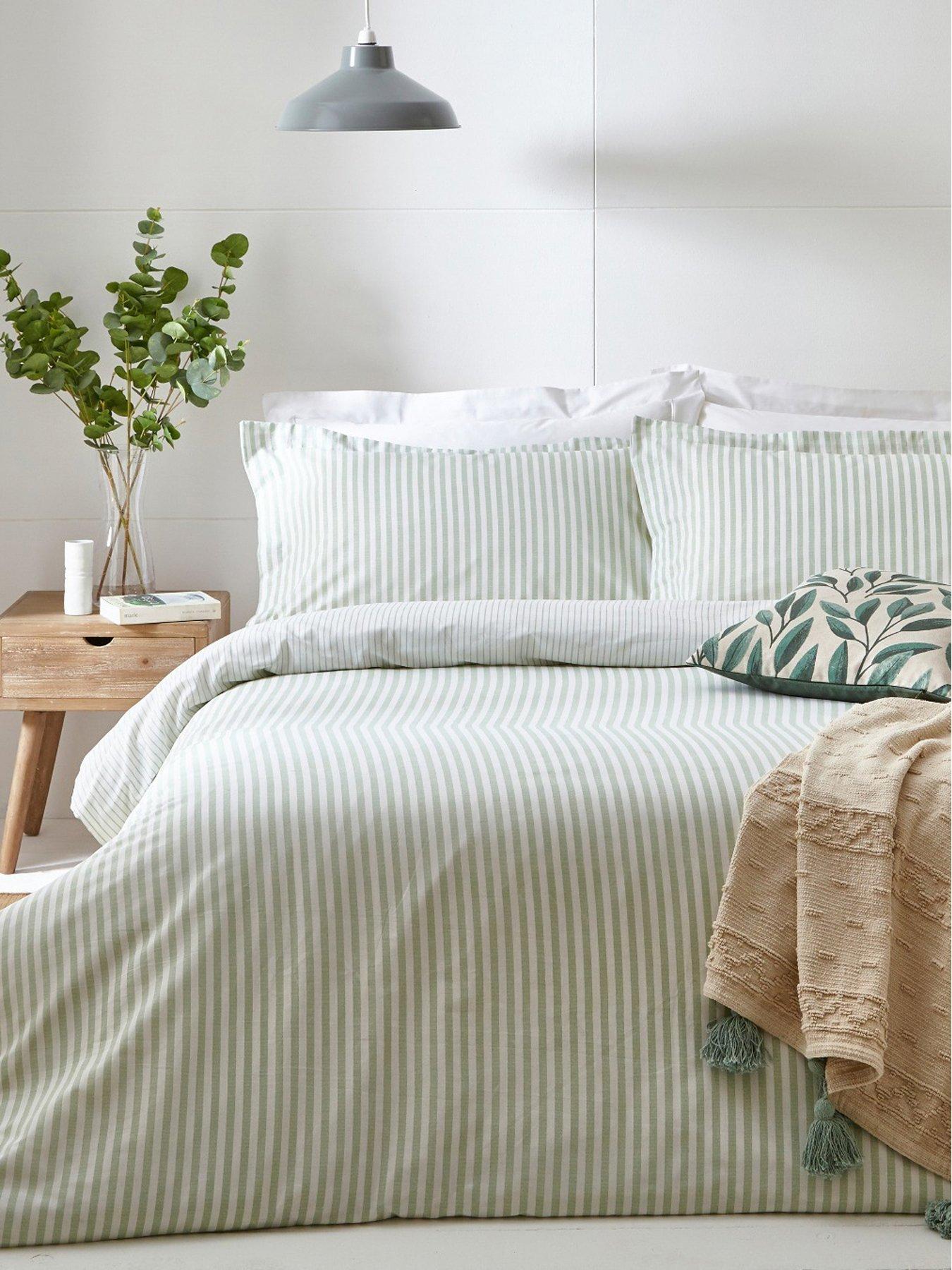 Yard Hebden Stripe 100% Cotton Duvet Set Eucalyptus