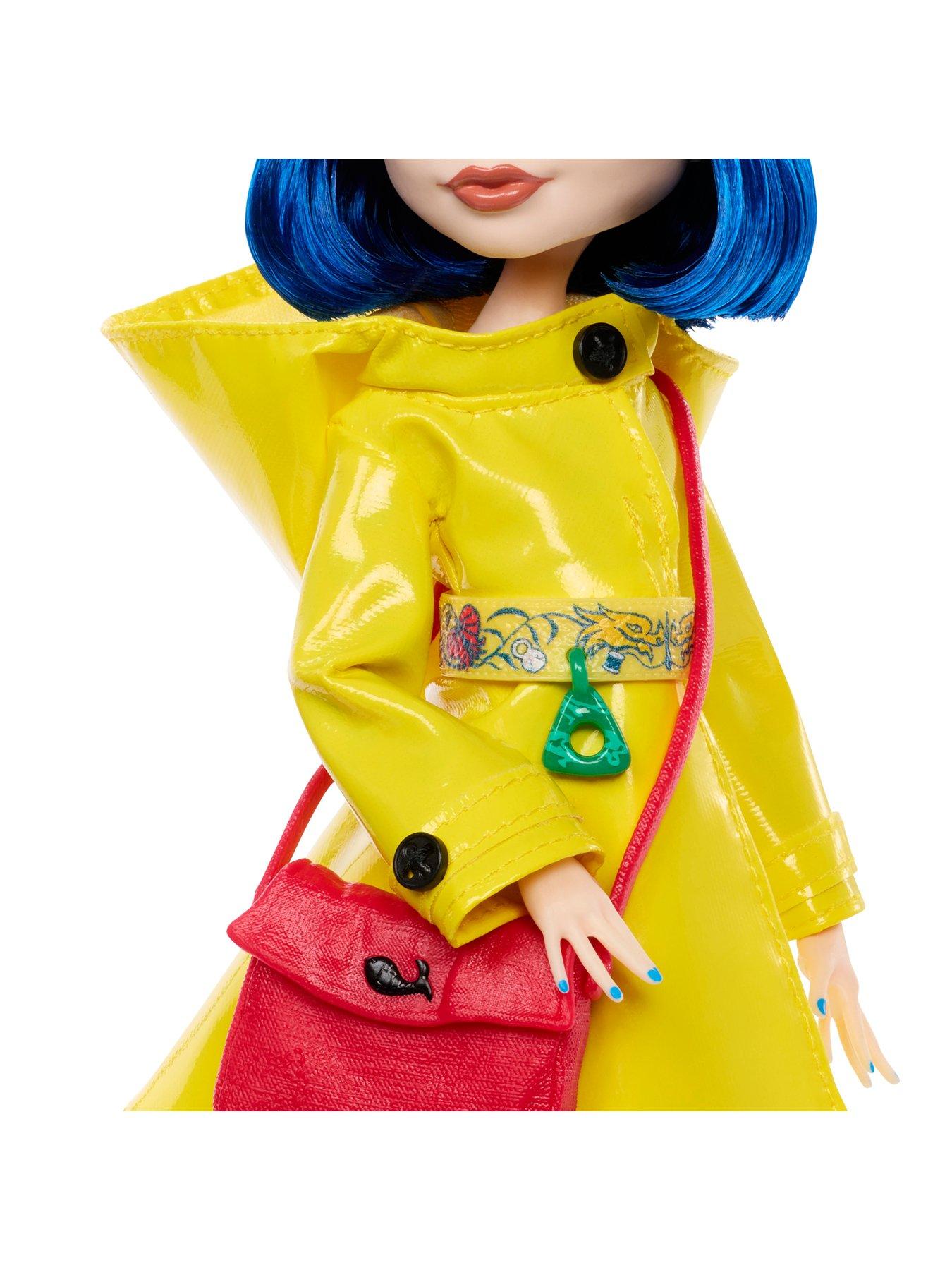 Image 6 of 7 of Monster High Skullector Coraline Collectible Doll in Yellow Raincoat with Cat
