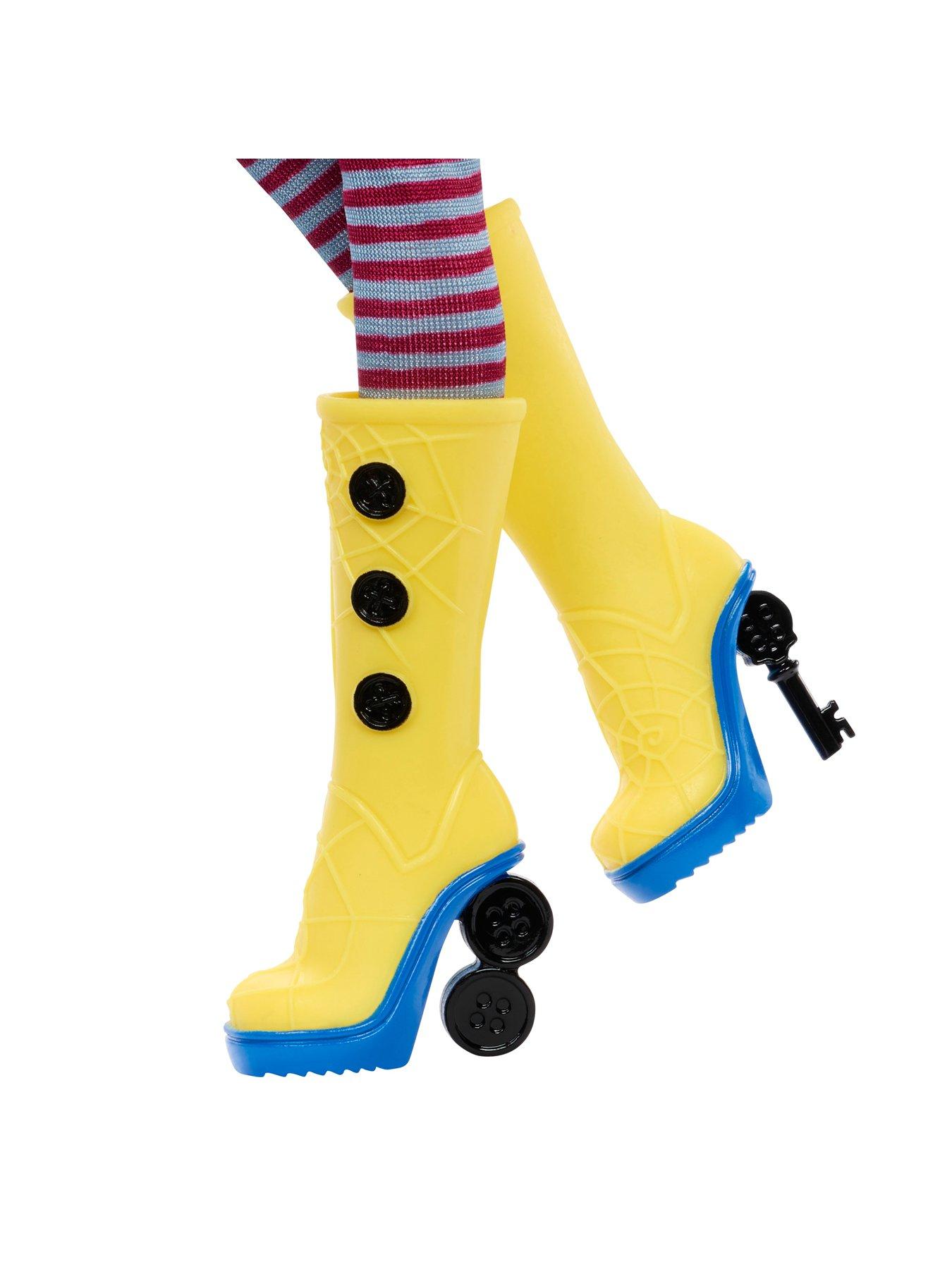 Image 7 of 7 of Monster High Skullector Coraline Collectible Doll in Yellow Raincoat with Cat