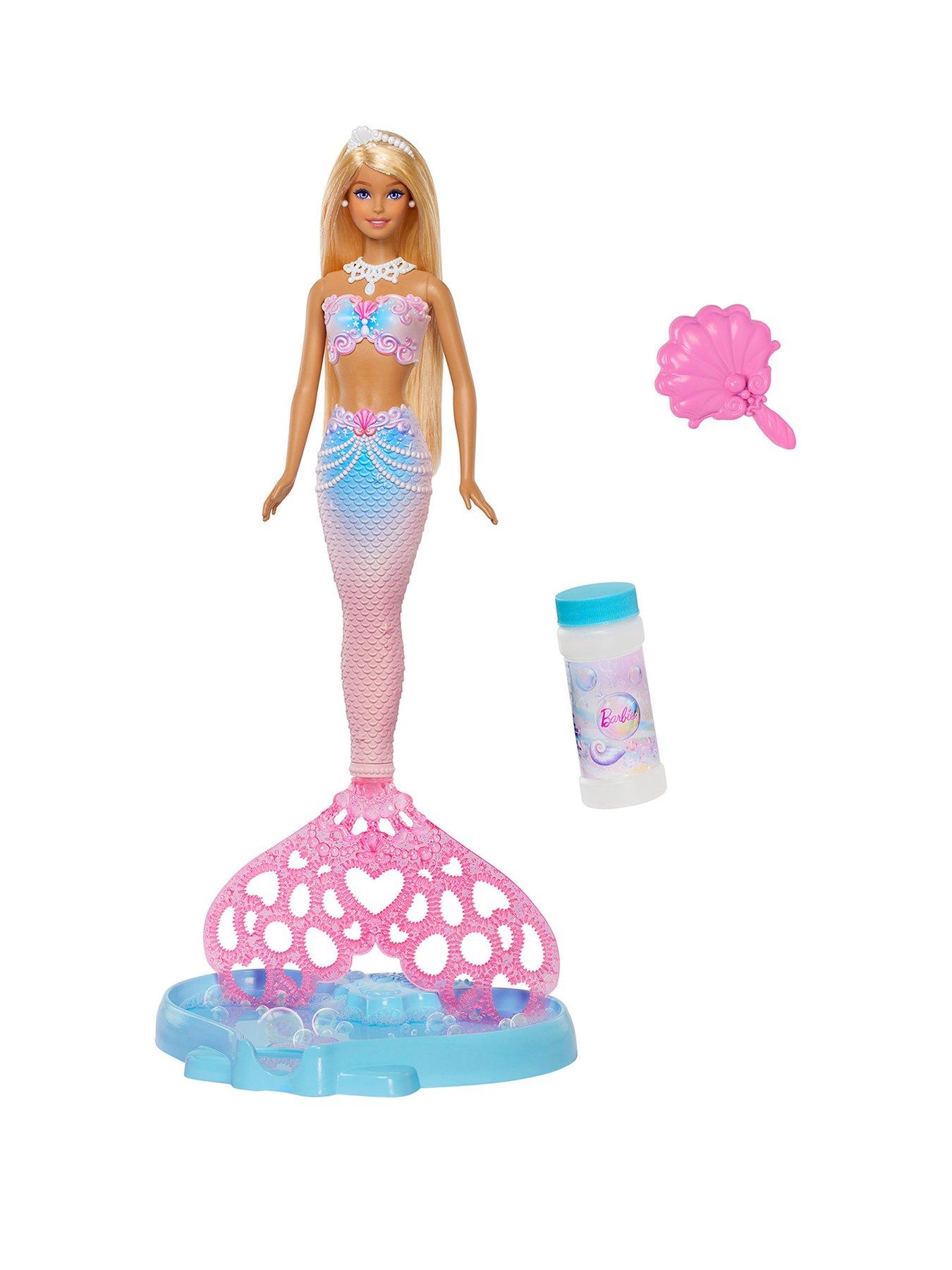 Barbie Bubble Sparkle Mermaid Doll with Bubble-Making Feature, Includes Bubble Solution  &  Hairbrush