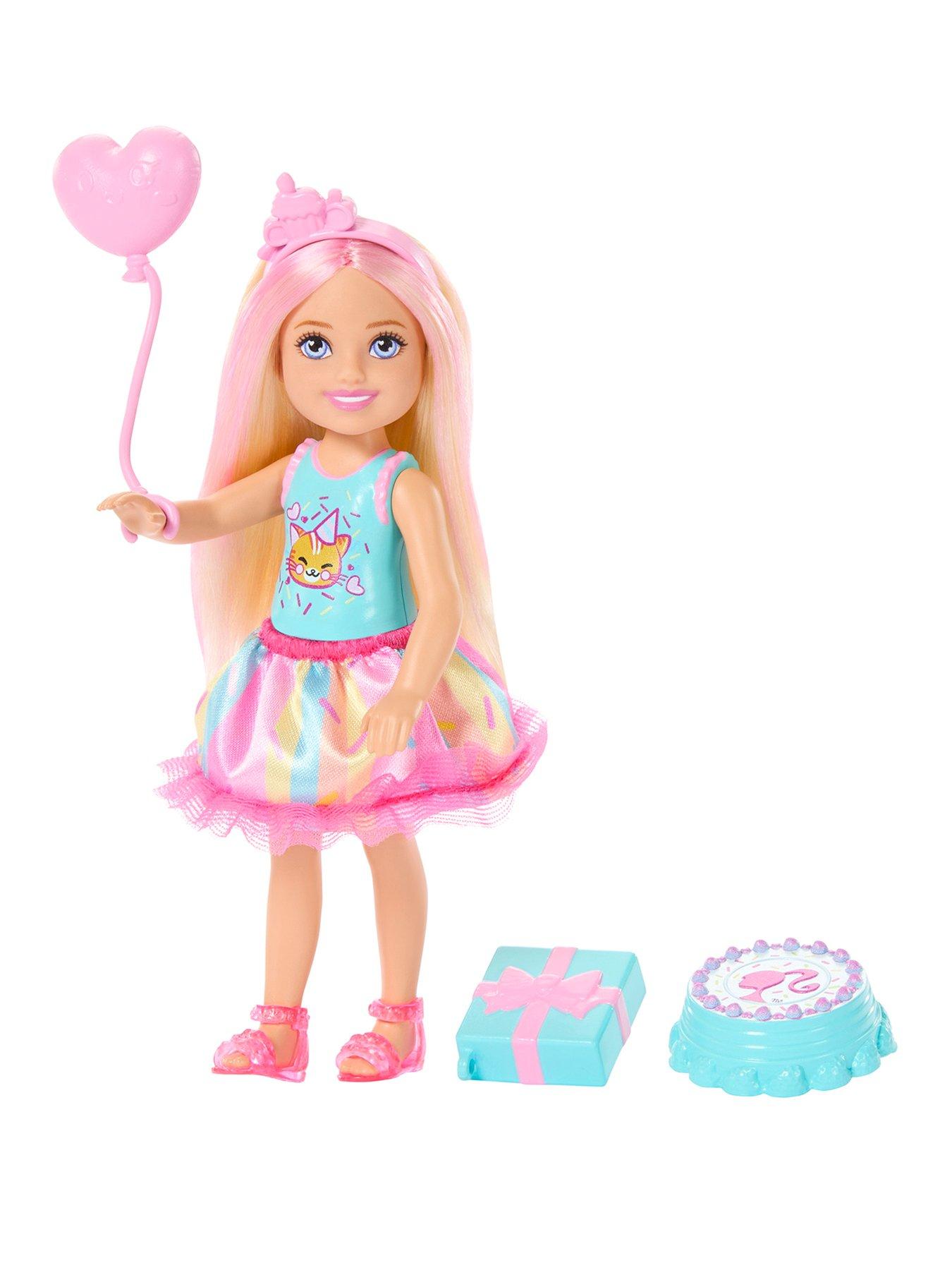 Barbie Club Chelsea Birthday-Themed Small Doll with Pink-Streaked Blonde Hair  &  Party Accessories