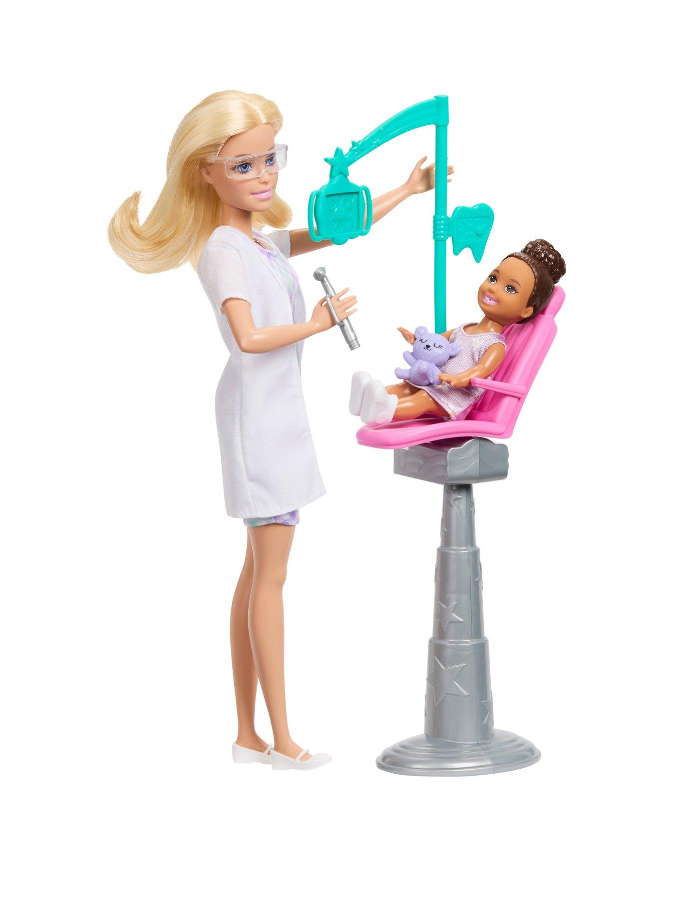 Barbie Careers Dentist Playset with Blonde Fashion Doll, Small Doll, Examination Chair  &  Accessories