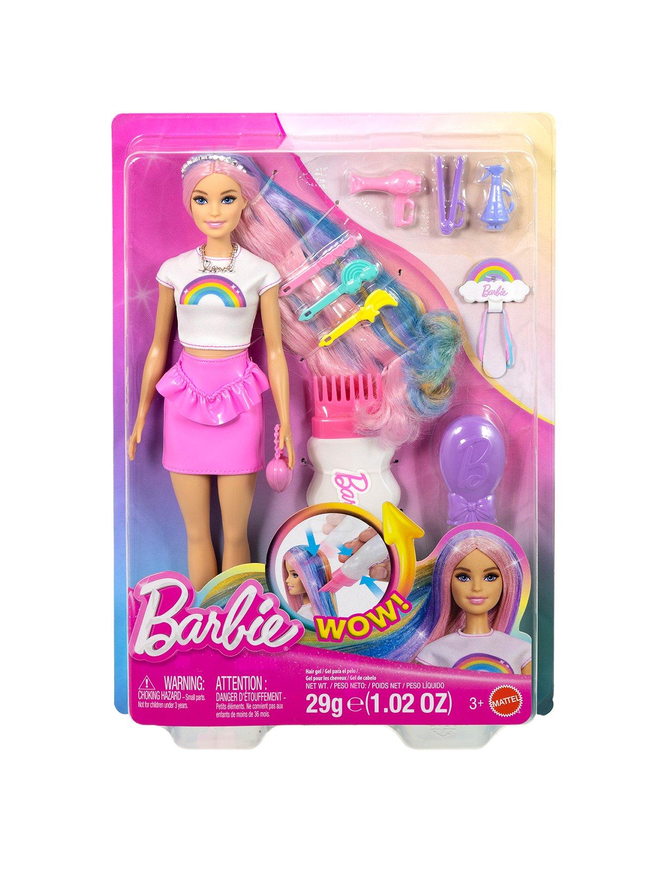 Barbie Rainbow Sparkle Hair Fashion Doll with Extra-Long Hair and 12 Styling Accessories