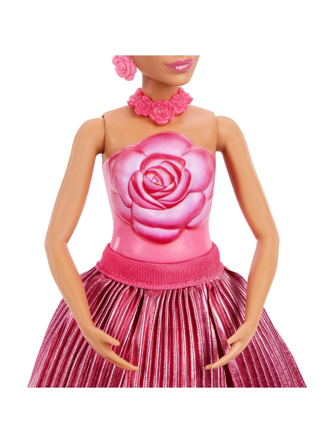 Barbie Petal Pop Scented Fashion Doll with Rose Dress, Reveal Accessories  like Bunny & More | Very